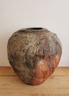 Grosse Jarre En Grès Cuisson Anagama