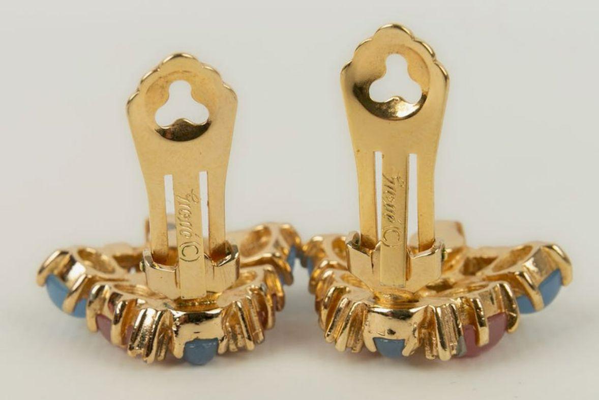 Grossé Set aus Halskette und Ohrringen aus Goldmetall, Strass und Glaspaste im Angebot 6