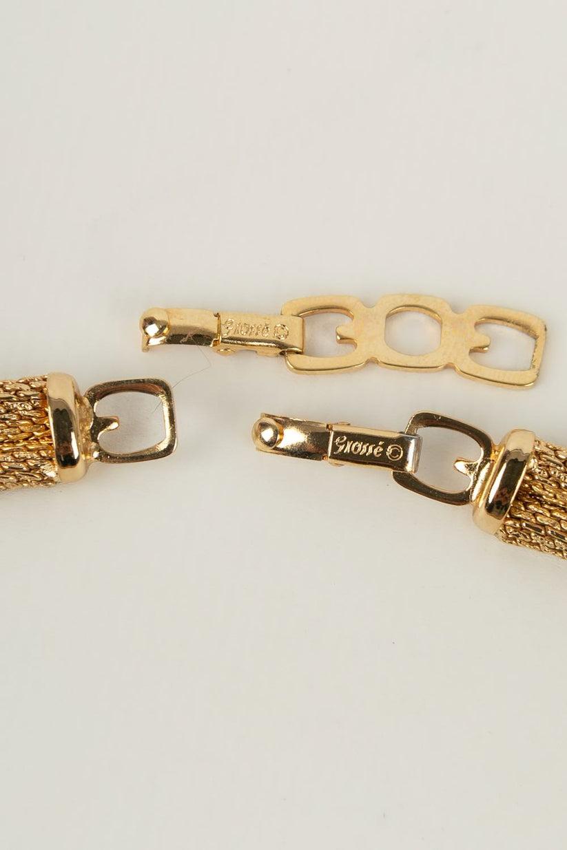 Grossé Set aus Halskette und Ohrringen aus Goldmetall, Strass und Glaspaste im Angebot 5
