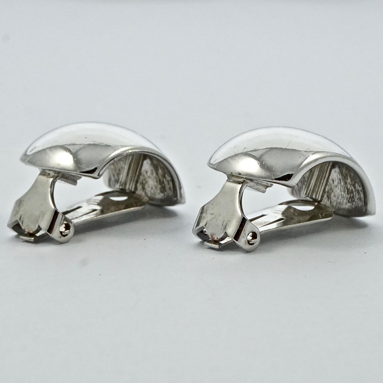 Grossé Silver Tone Half Hoop Clip On Earrings circa 1980s In Good Condition For Sale In London, GB