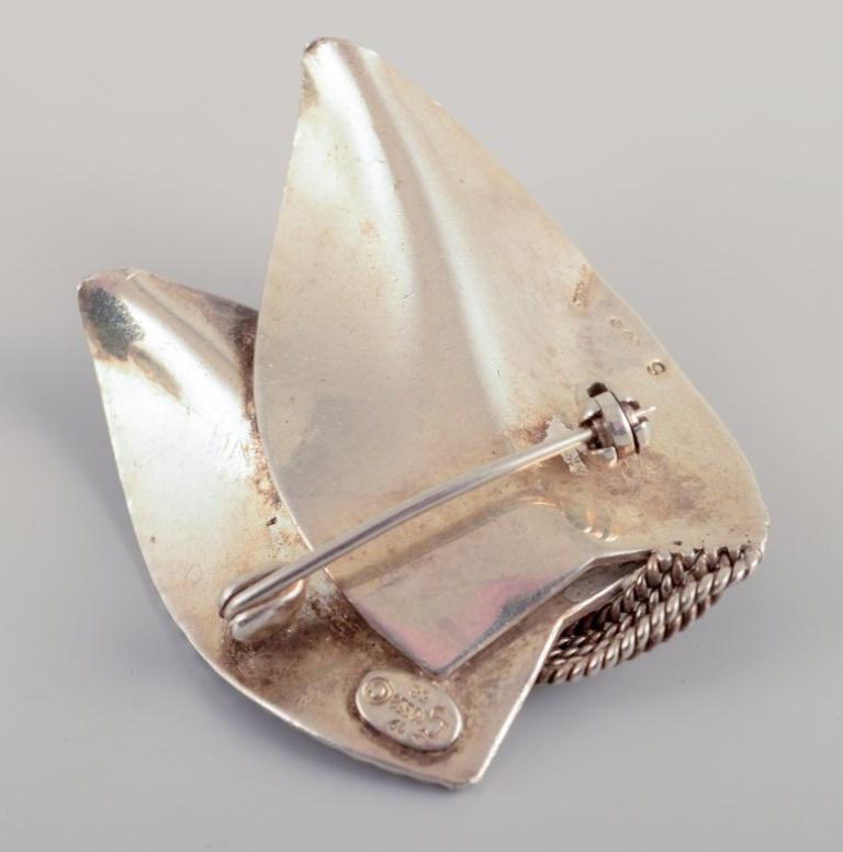 Grosse, Swedish silversmith.  Sterling silver brooch. Dated 1958. For Sale 1