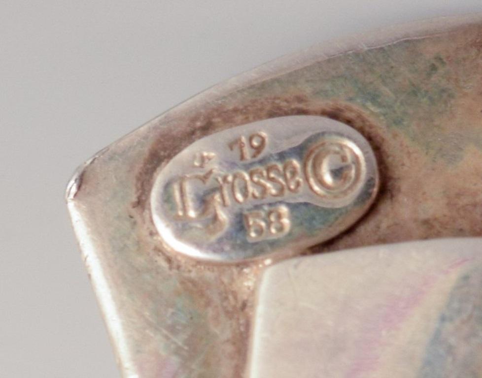 Grosse, Swedish silversmith.  Sterling silver brooch. Dated 1958. For Sale 2
