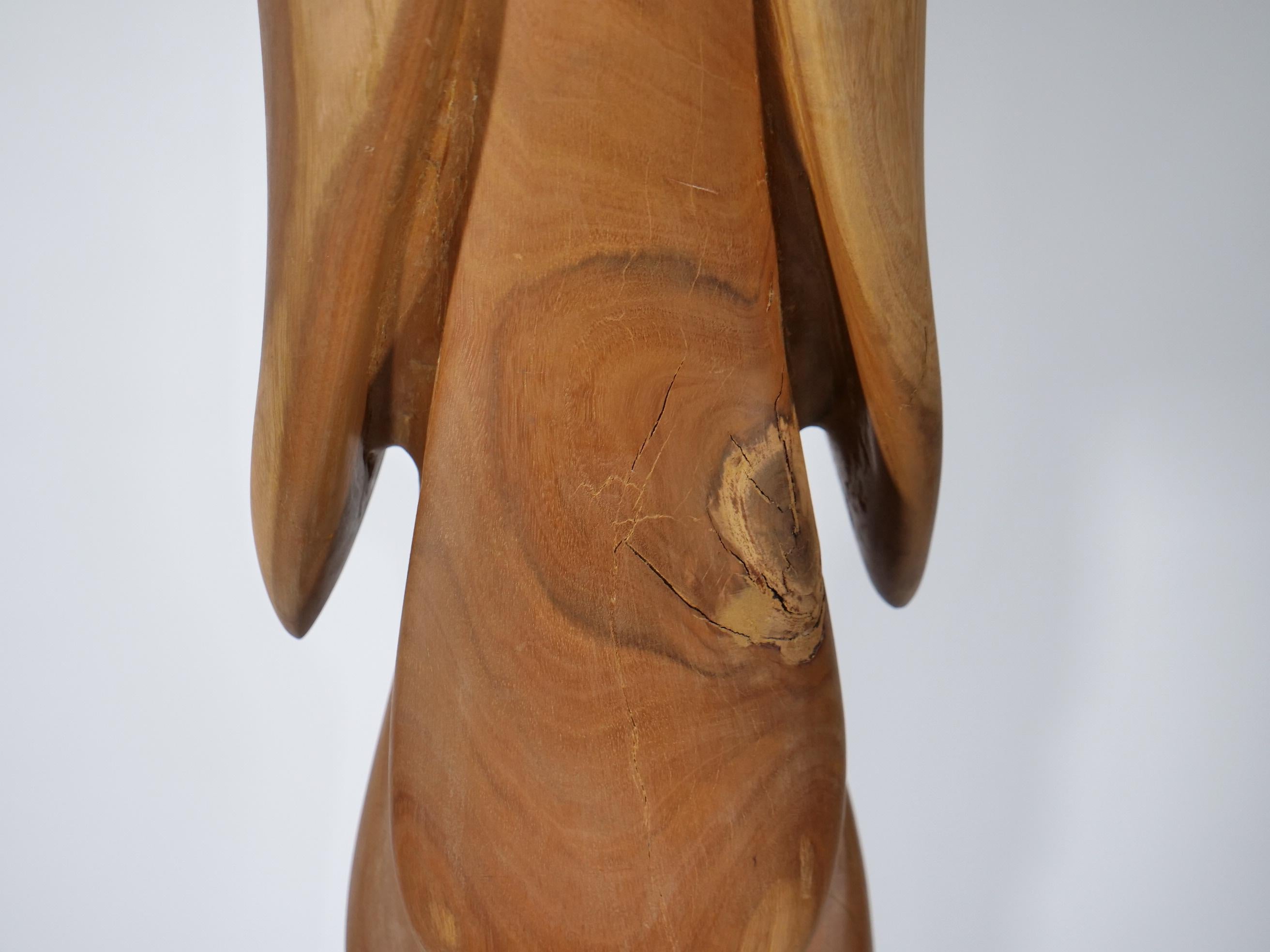 Große über 2m Massivholz Kranich Skulptur aus Teak, 1960er For Sale 4