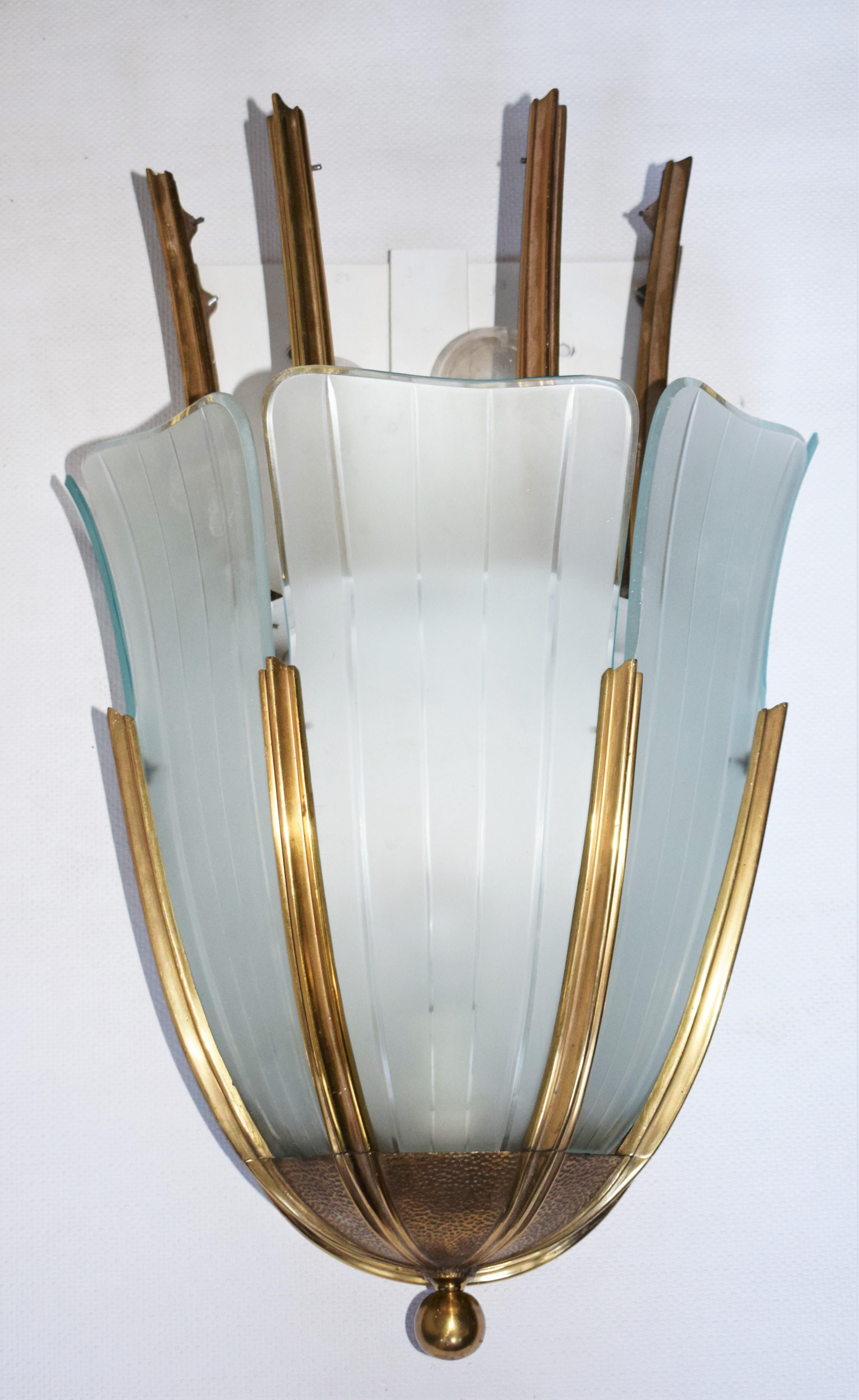 Fatto a mano Große Wandlampe von Pietro Chiesa für Fontana Arte, 1940er in vendita