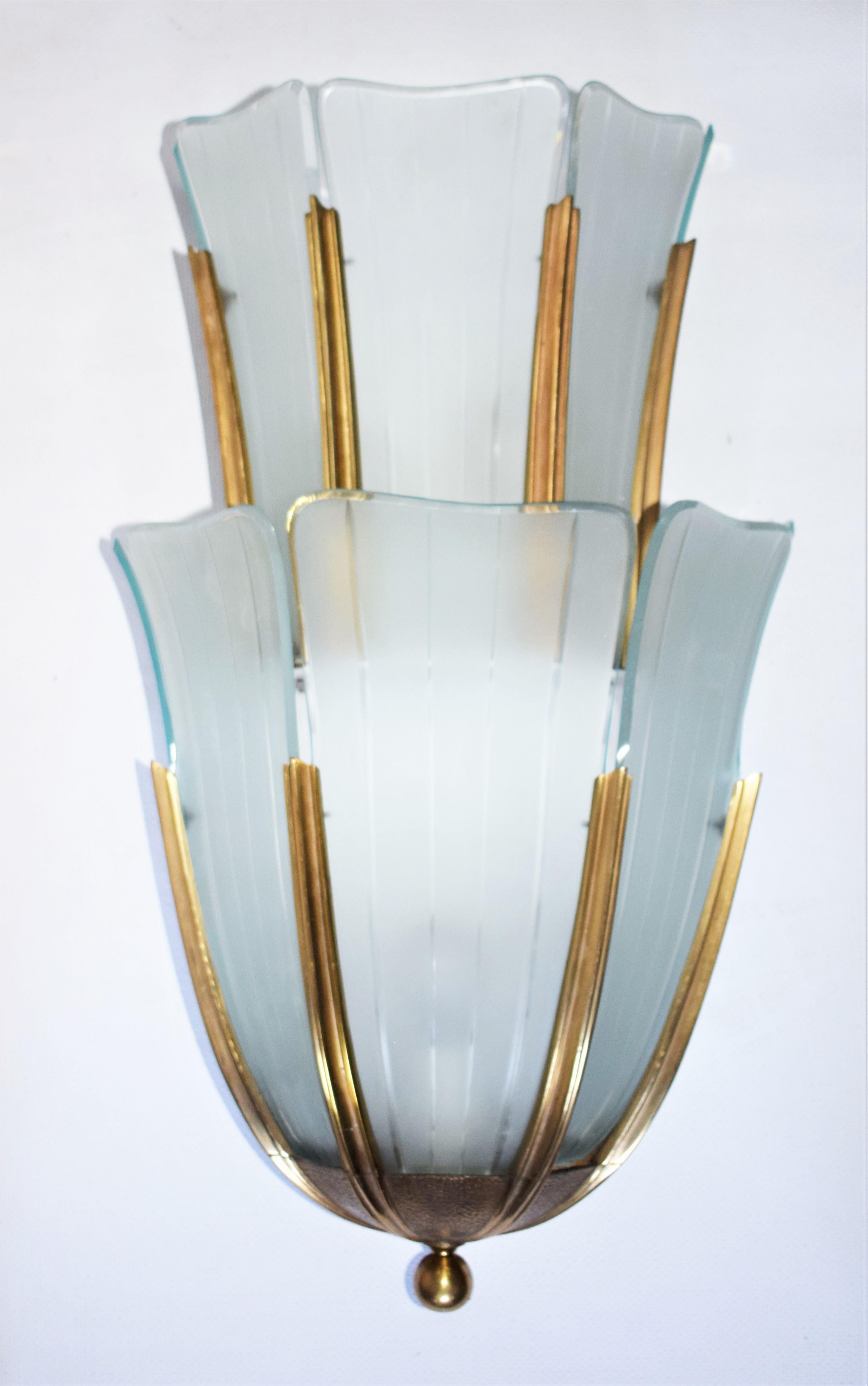 Große Wandlampe von Pietro Chiesa für Fontana Arte, 1940er In condizioni buone in vendita a Purkersdorf, AT