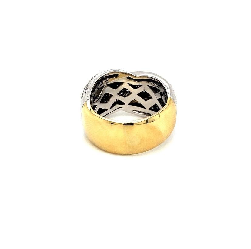 Grand anneau bicolore en or 18 carats avec brillants Excellent état - En vente à Augsburg, DE