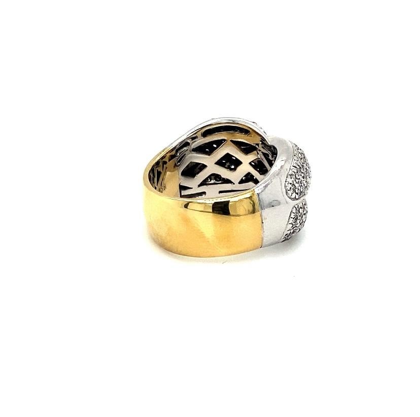 Grand anneau bicolore en or 18 carats avec brillants Unisexe en vente