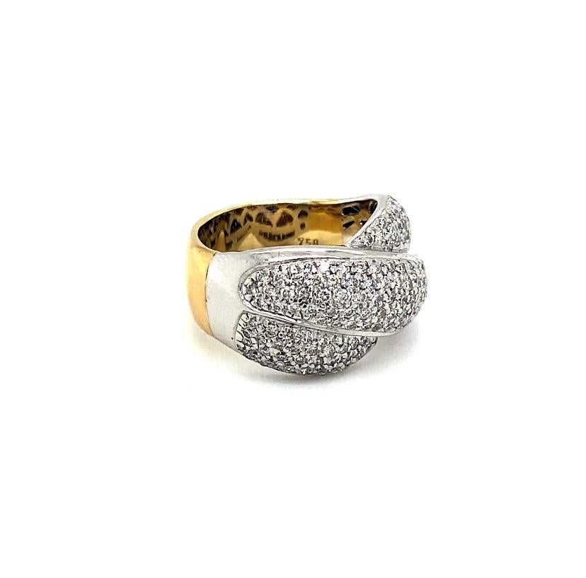 Grand anneau bicolore en or 18 carats avec brillants en vente 1