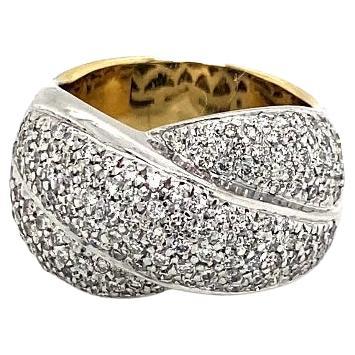 Grand anneau bicolore en or 18 carats avec brillants en vente