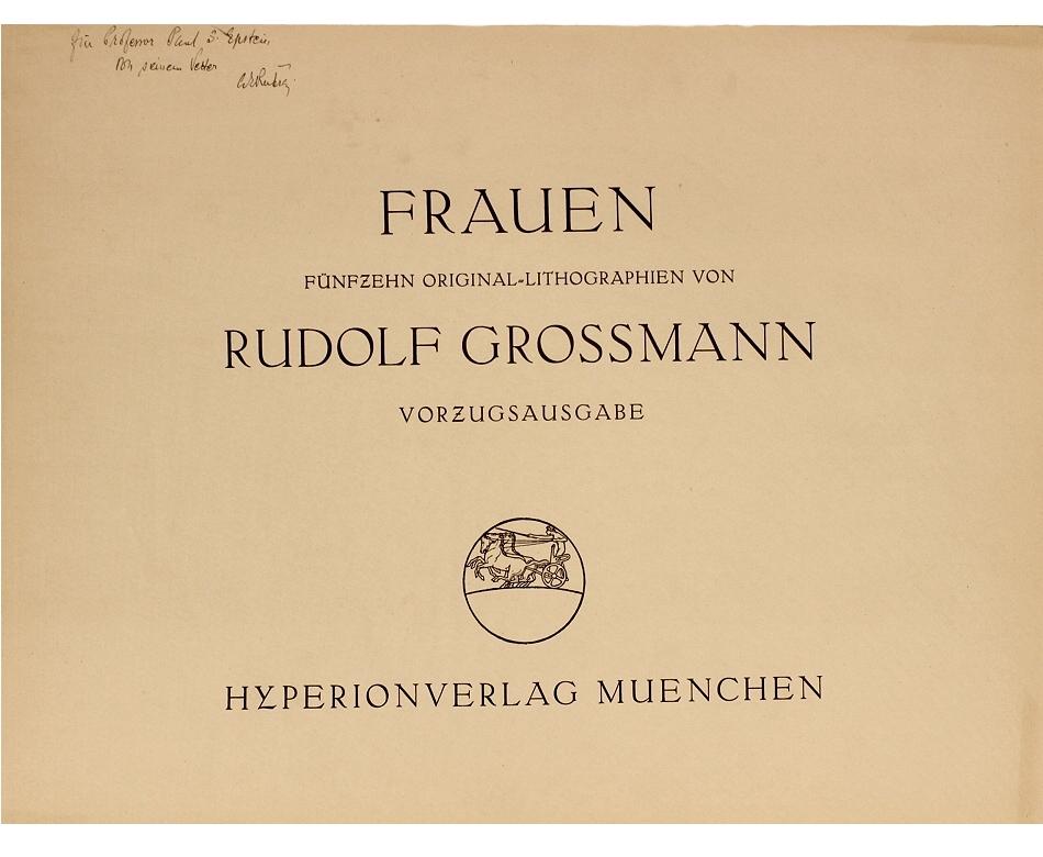 Author: Grossmann, Rudolf

Title: Frauen.

Publisher: Munich, Hyperionverlag , [1920].

Description: 1 vol., oblong folio 19-1/4