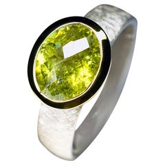 Grossular Silver Ring Natural Green Garnet gift natural gemstone vintage