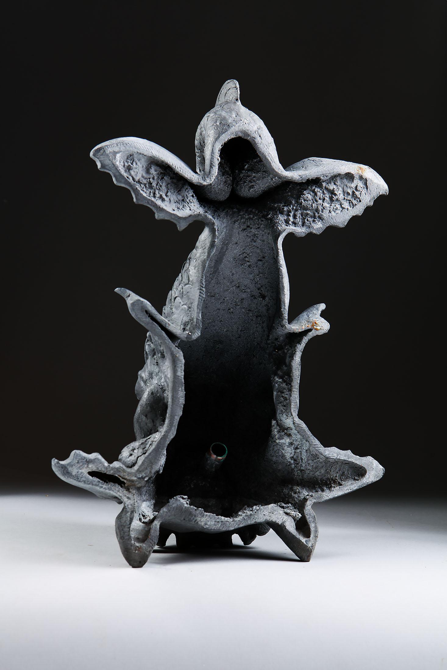 Contemporary Grotesque Classical Dolphin Cast in Lead as a Wall Fountain
