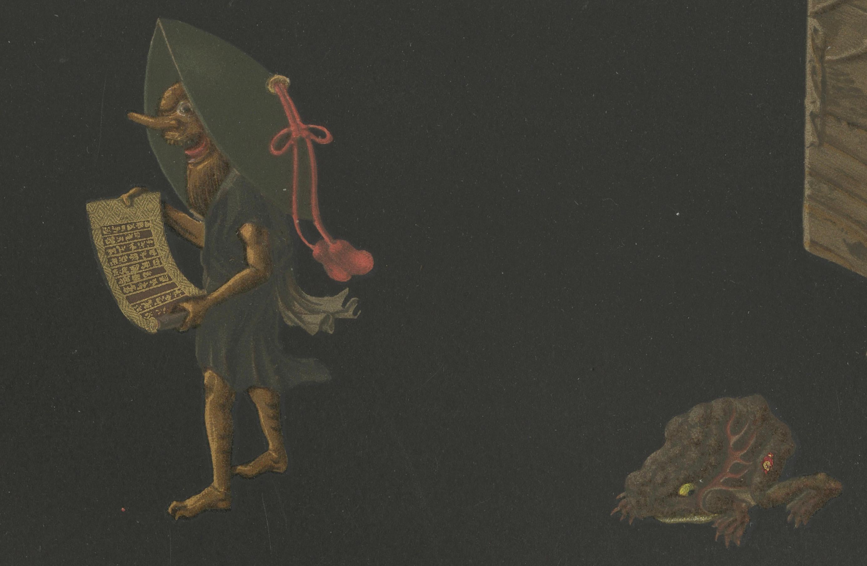 Late 19th Century Grotesque Fantasies in Vibrant Detail – Chromolithographic Art from Japan, 1884 For Sale