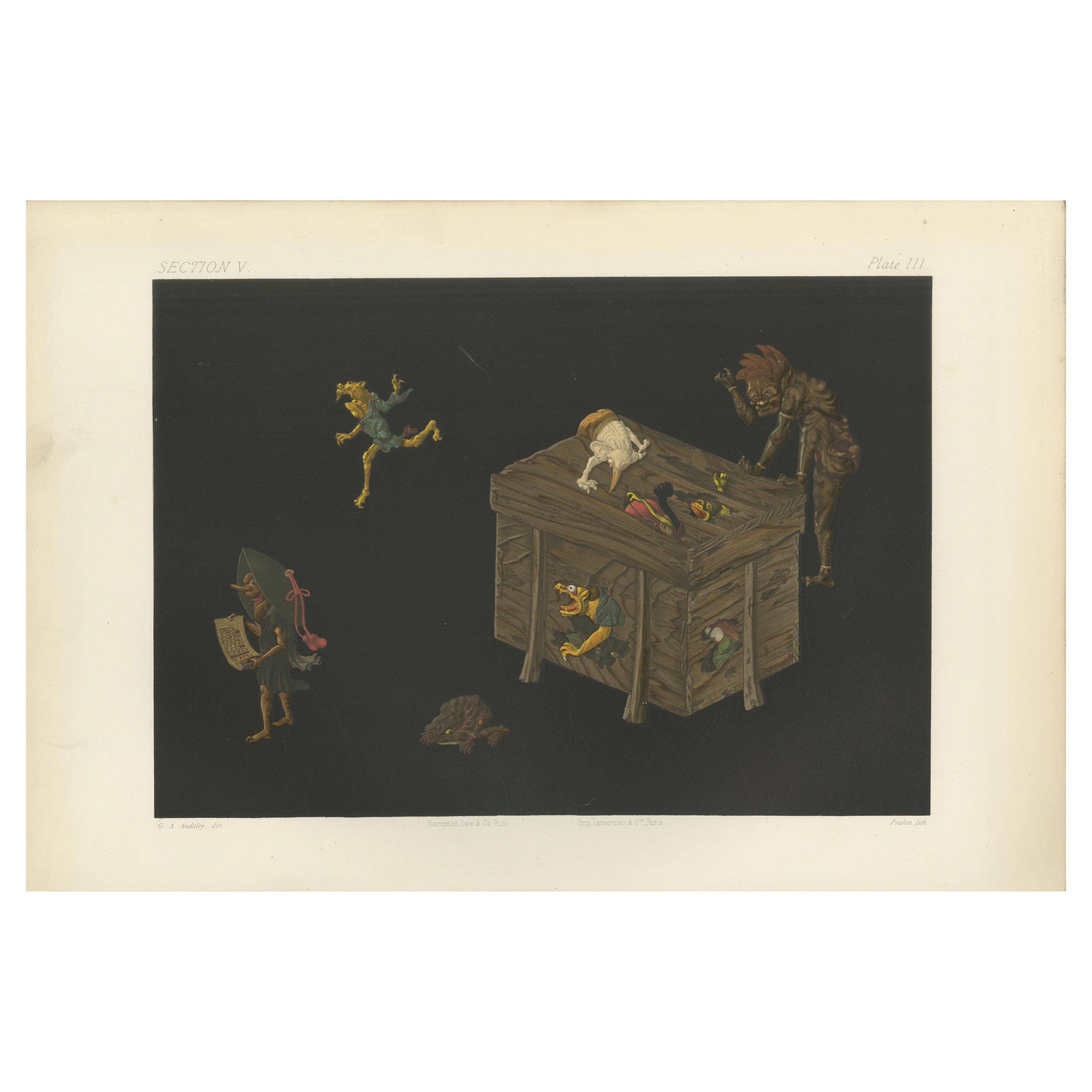 Grotesque Fantasies in Vibrant Detail – Chromolithographic Art from Japan, 1884 For Sale