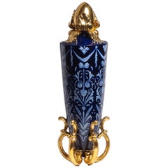Large Grotesque Ceramic Vase Hand-painted Glazed Majolica and Gold Contemporary