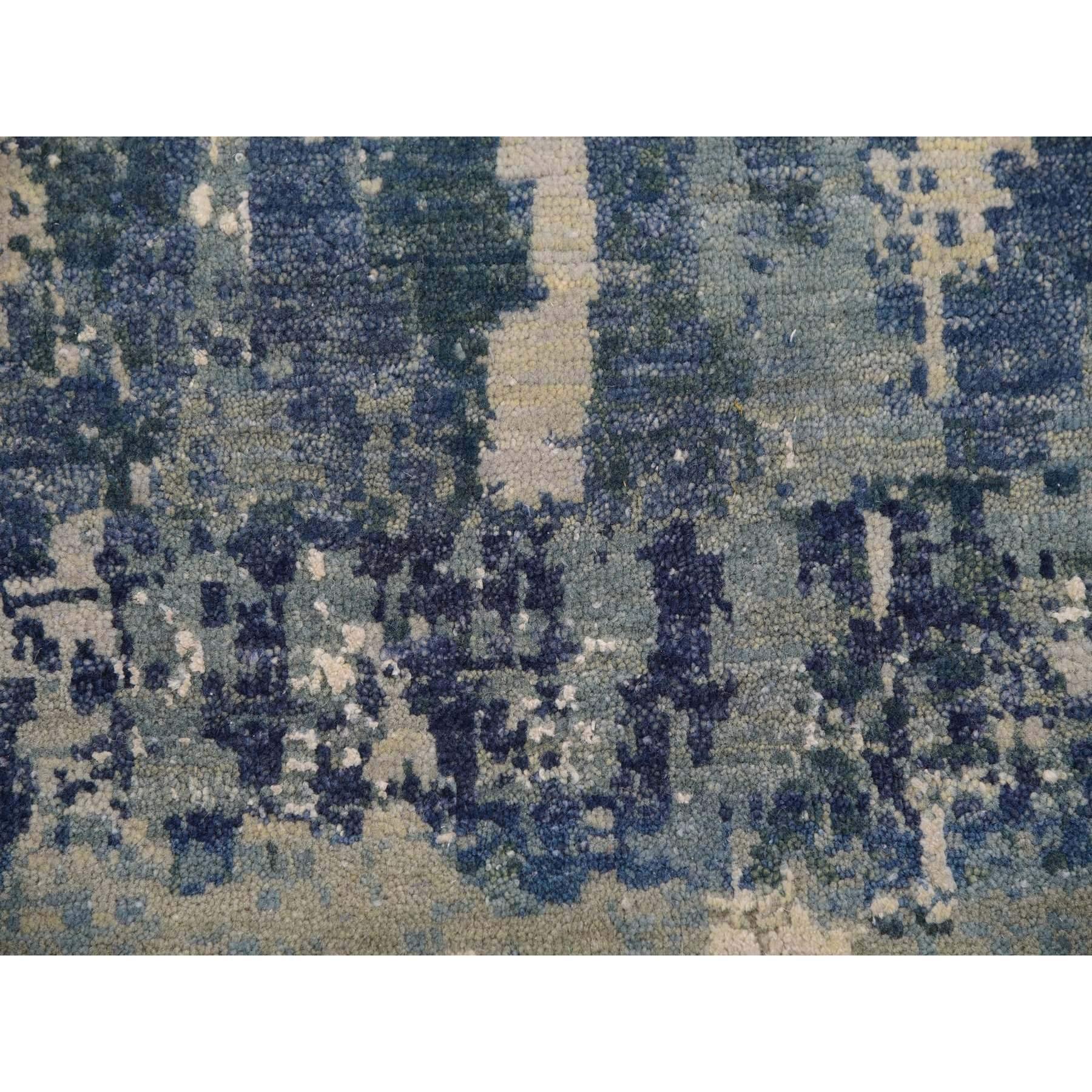 Grotto Blue Abstract Design Seta e Lana annodato a mano Square Rugs 11'11