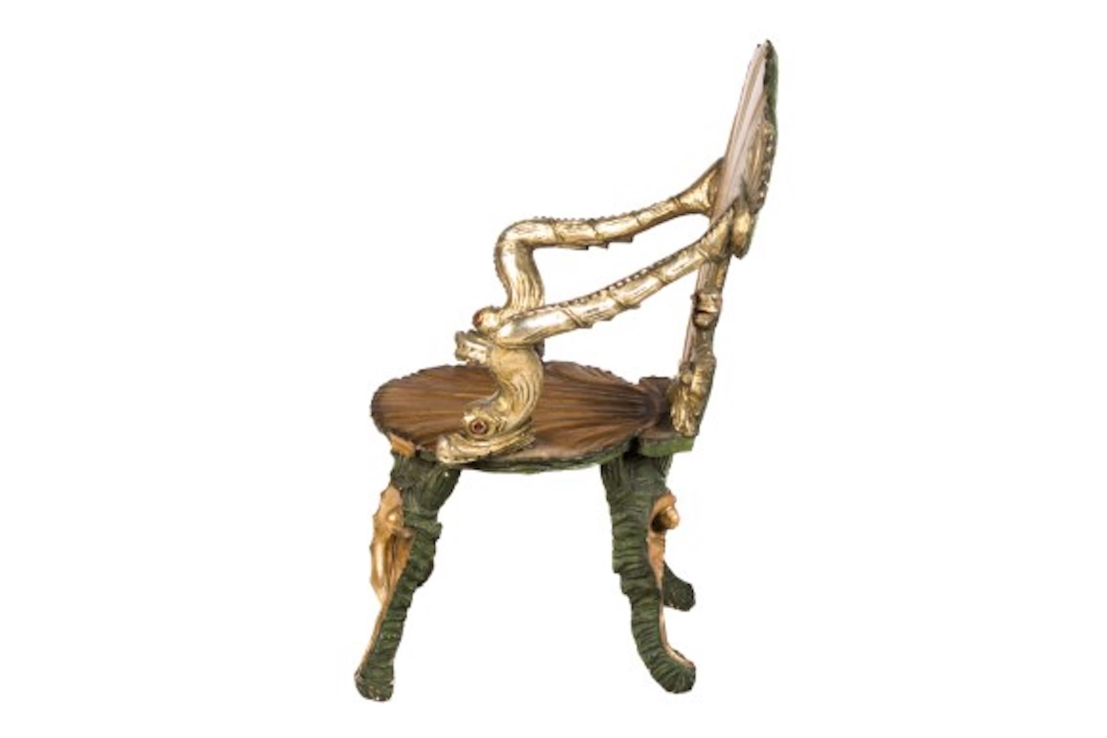 Grotto Giltwood Venezianischer Sessel im Zustand „Gut“ im Angebot in Montreal, QC