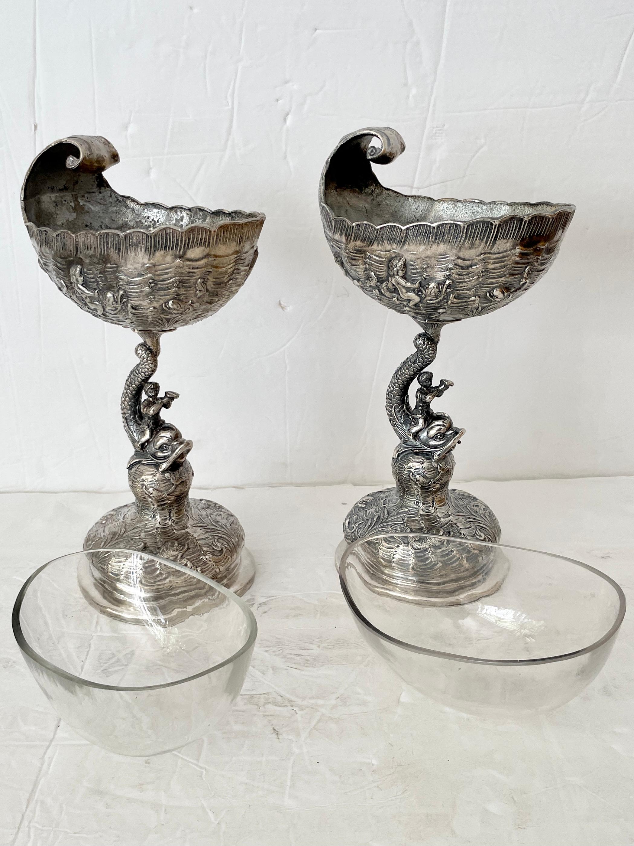 Grotto Metal Footed Dish, a Pair For Sale 4