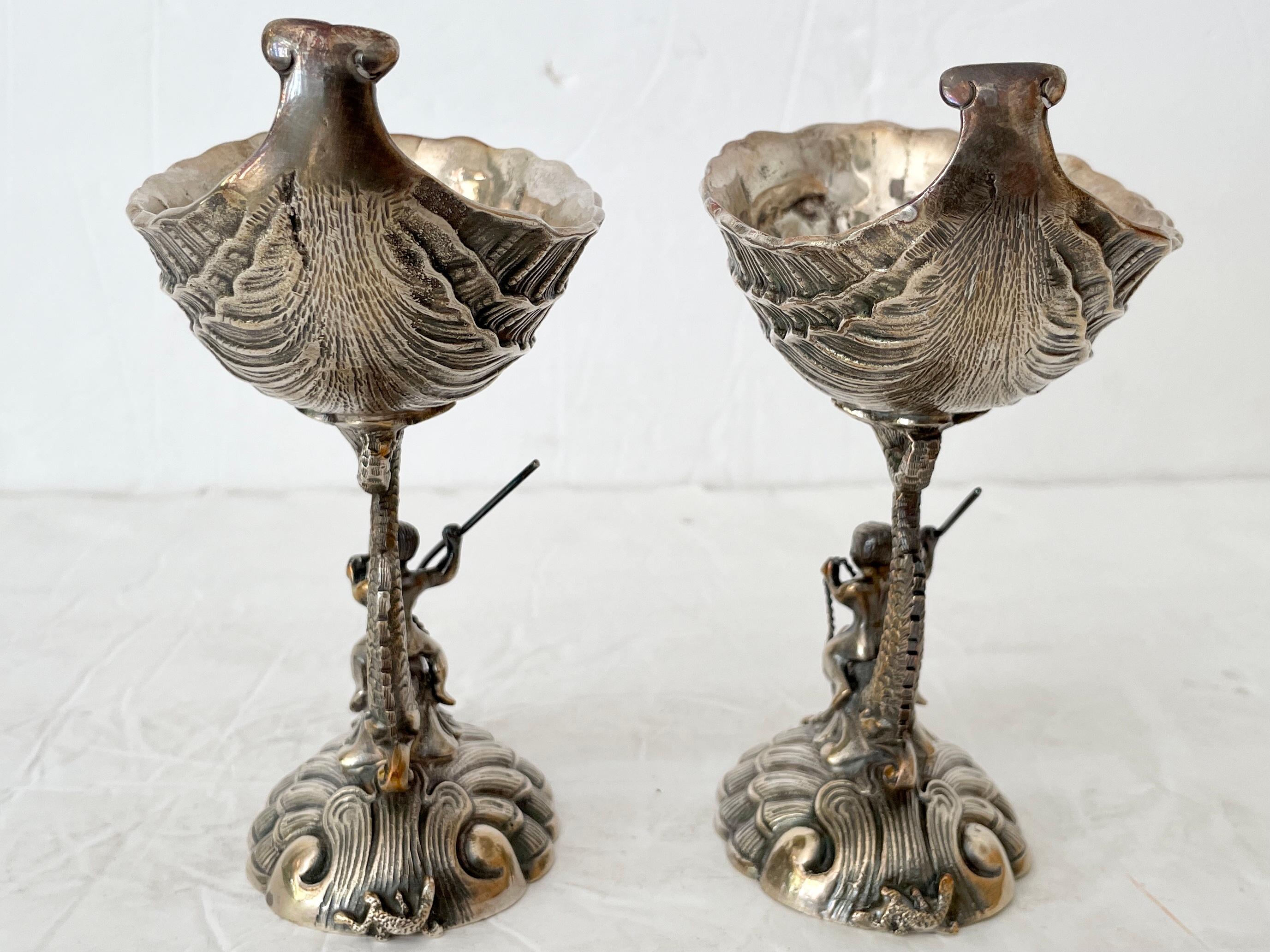 Other Grotto Metal Footed Dish, a Pair For Sale