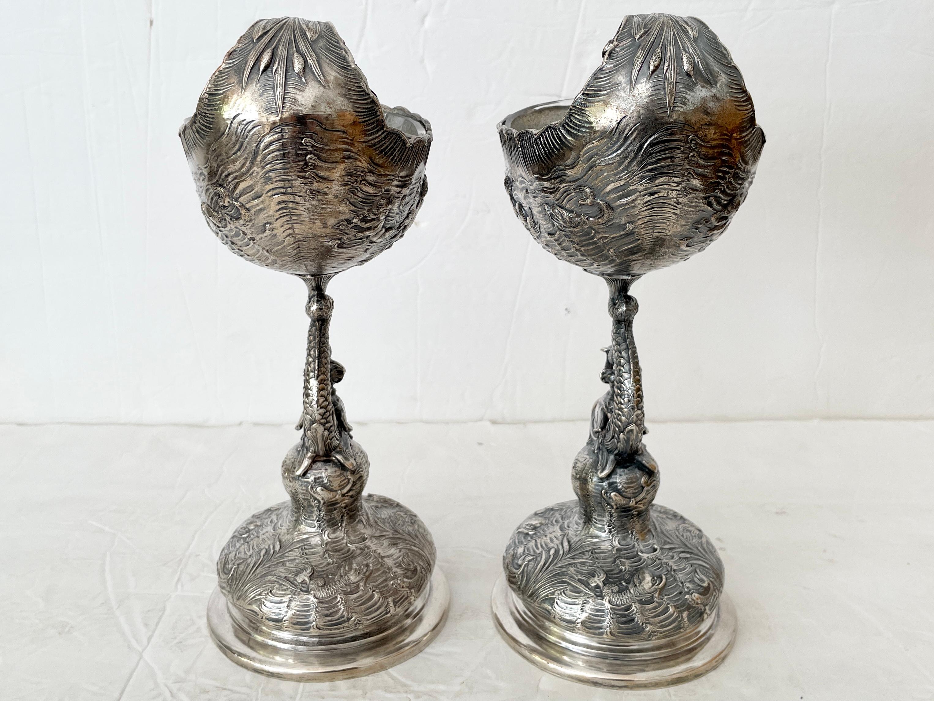 Other Grotto Metal Footed Dish, a Pair For Sale
