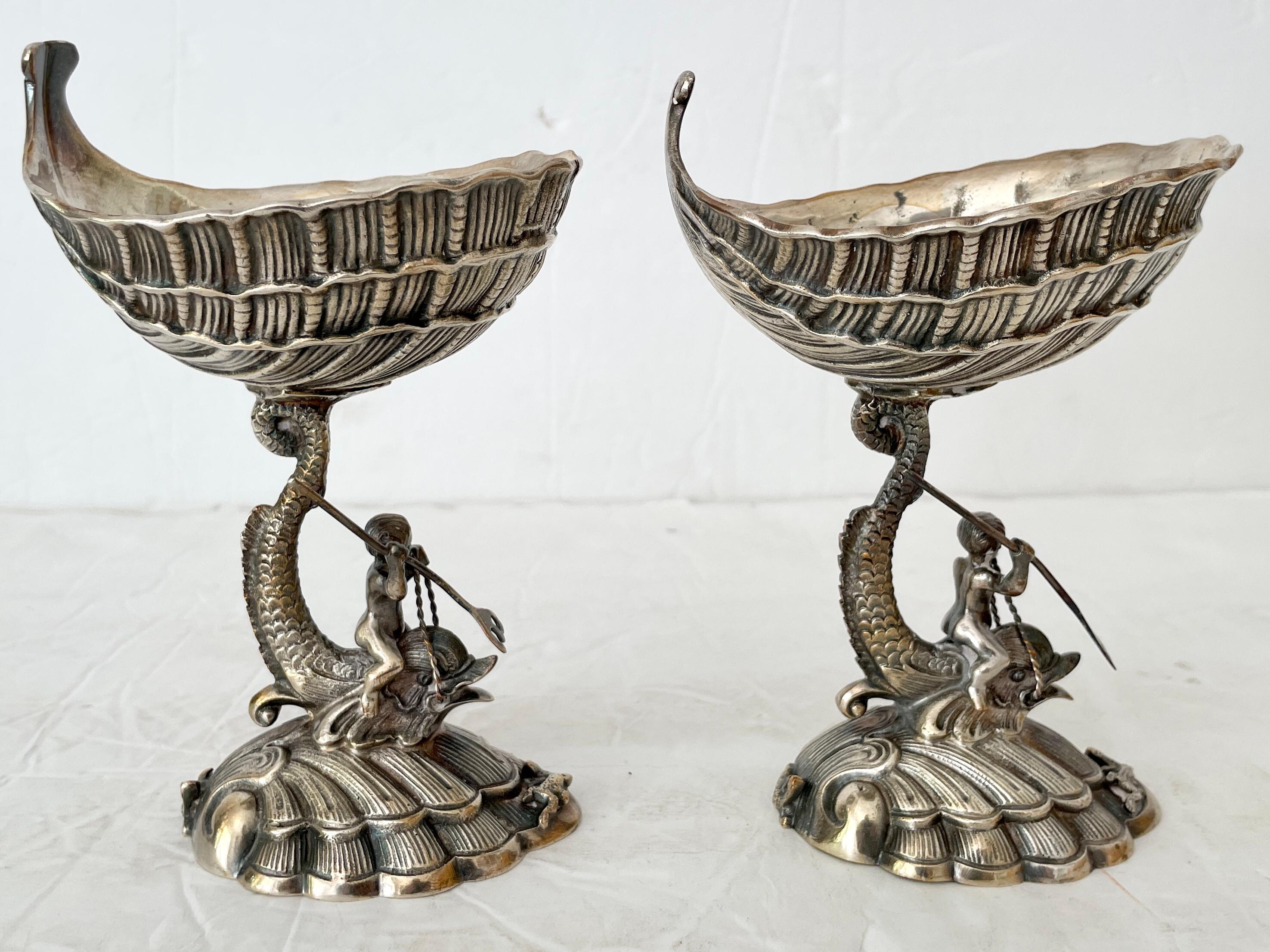 Italian Grotto Metal Footed Dish, a Pair For Sale