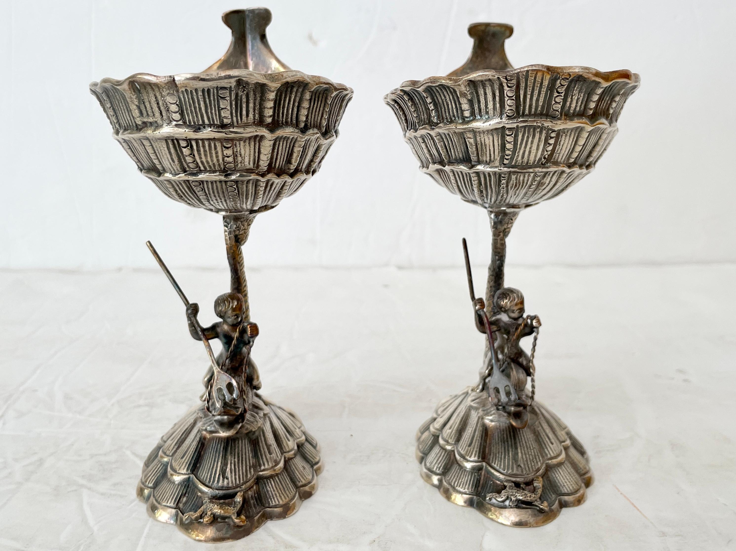 Grotto Metal Footed Dish, a Pair In Good Condition For Sale In Los Angeles, CA