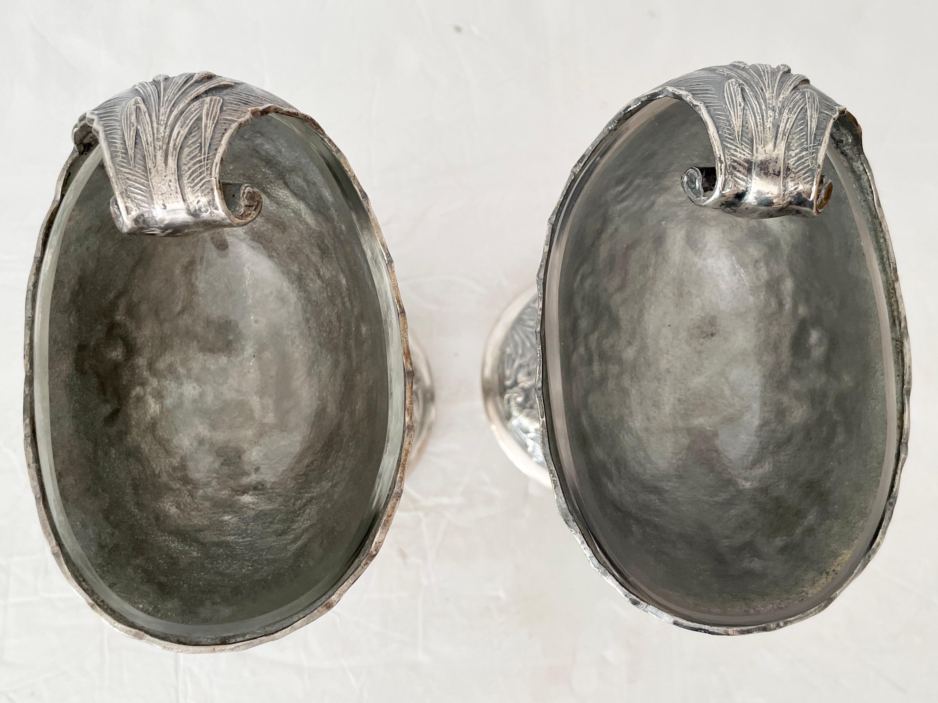 19th Century Grotto Metal Footed Dish, a Pair For Sale