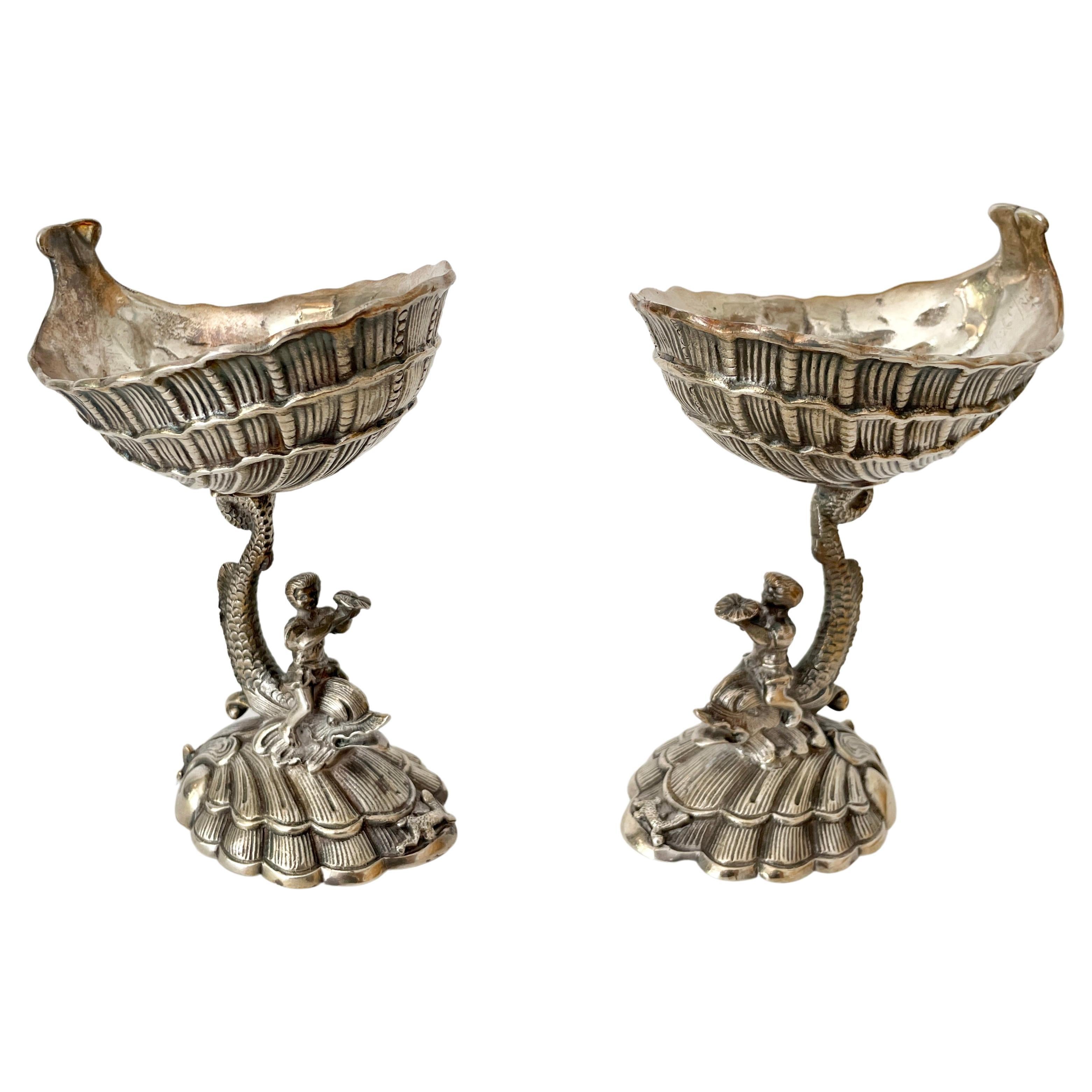 Grotto Metal Footed Dish, a Pair