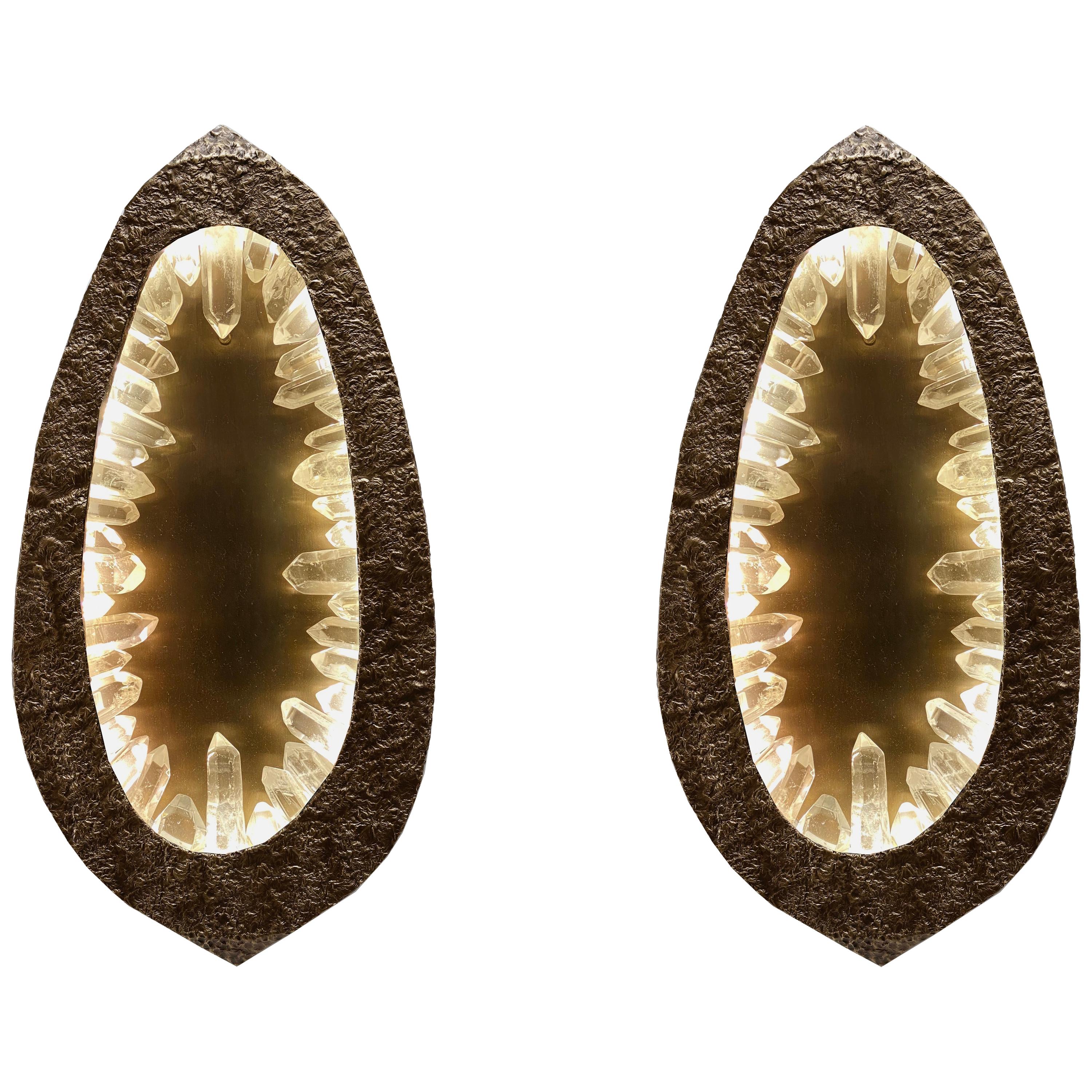Grotto Rock Crystal Sconces by Phoenix For Sale