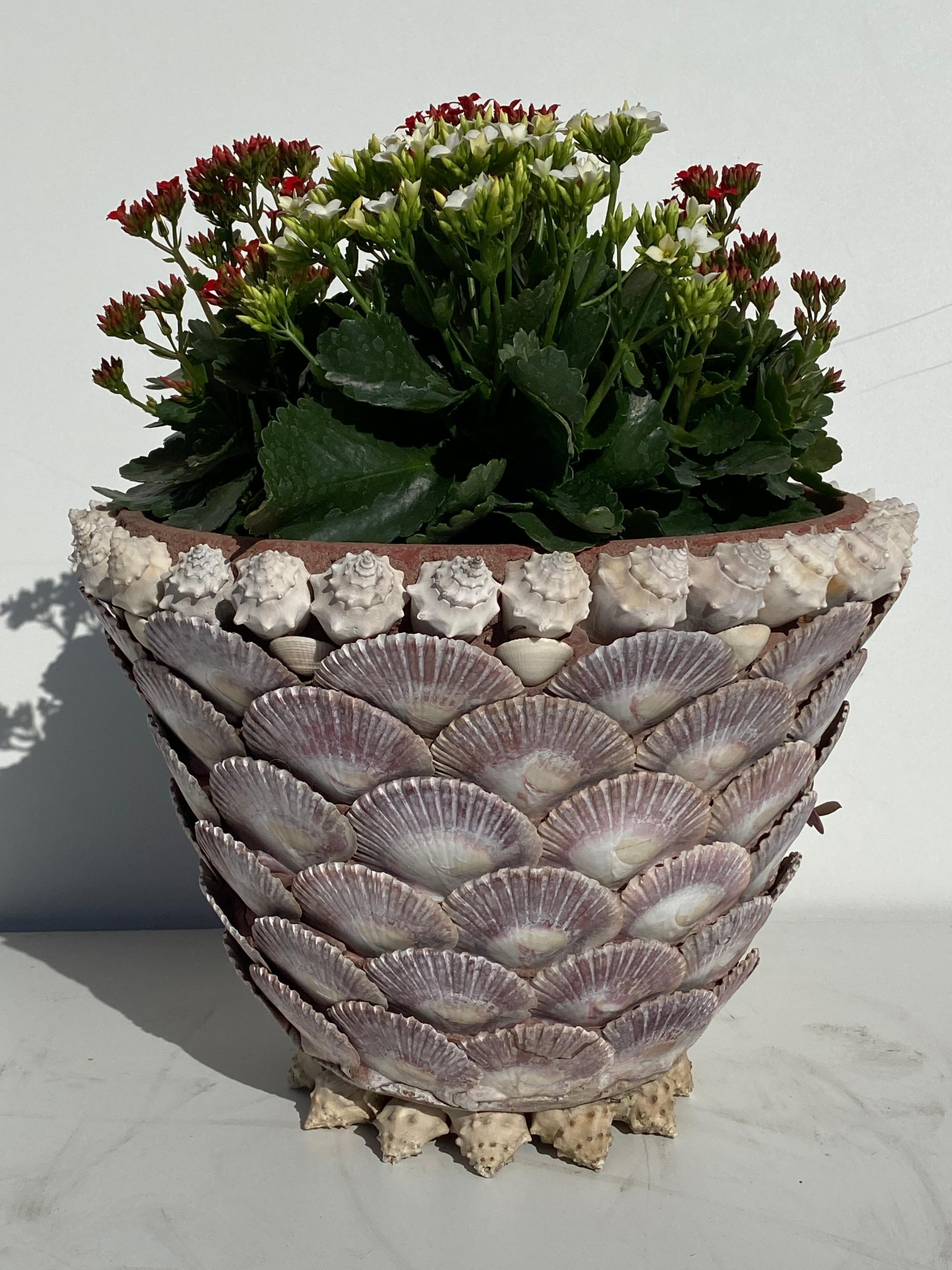 Grotto sea shell planter in the style of Tony Duquette.
