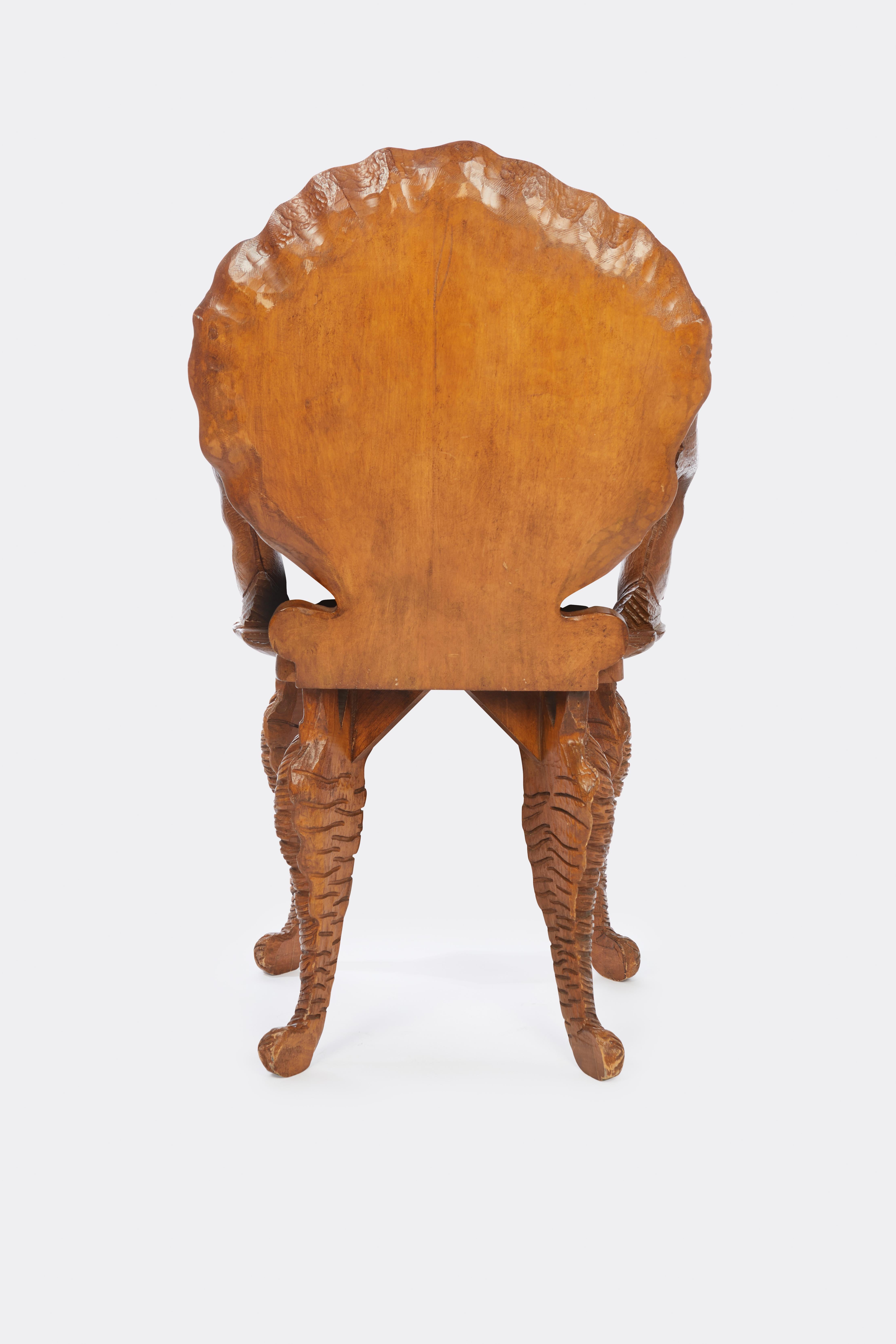 Hand-Carved Grotto Shell Chairs, Three Available For Sale