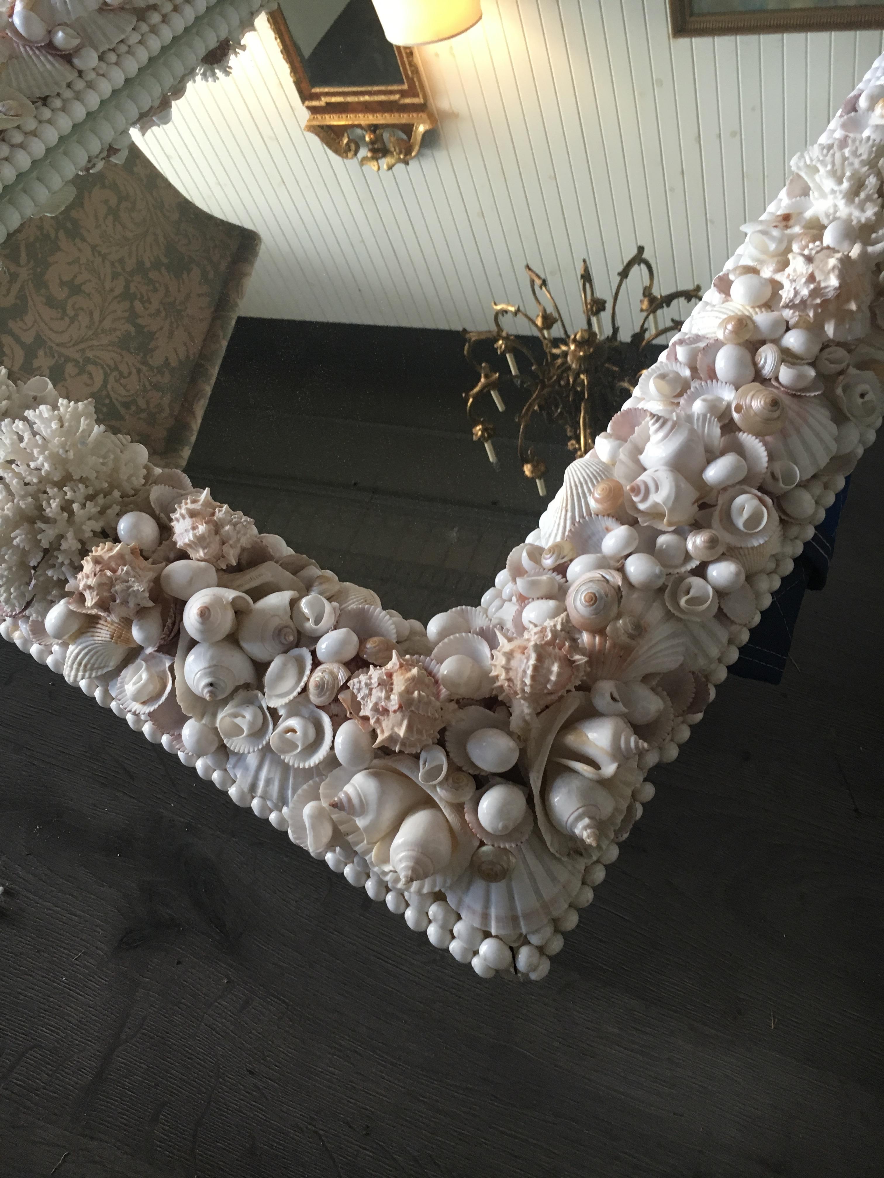 American Grotto Style Shell Decorated Mirror 40