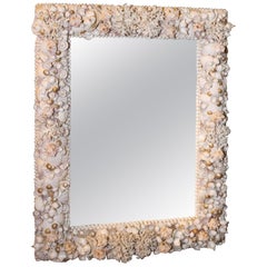 Miroir décoré de coquillages de style grotte, 101,6 cm x 76,2 cm, superbe composition, détails et profondeur