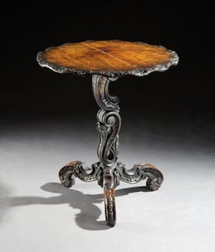 Grotto, Table, Oak, 19 Century, Serpent, Carved, Scroll, Medullary Ray
