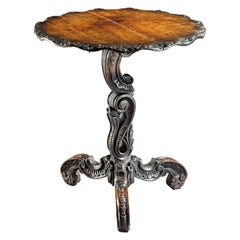 Antique Grotto, Table, Oak, 19 Century, Serpent, Carved, Scroll, Medullary Ray