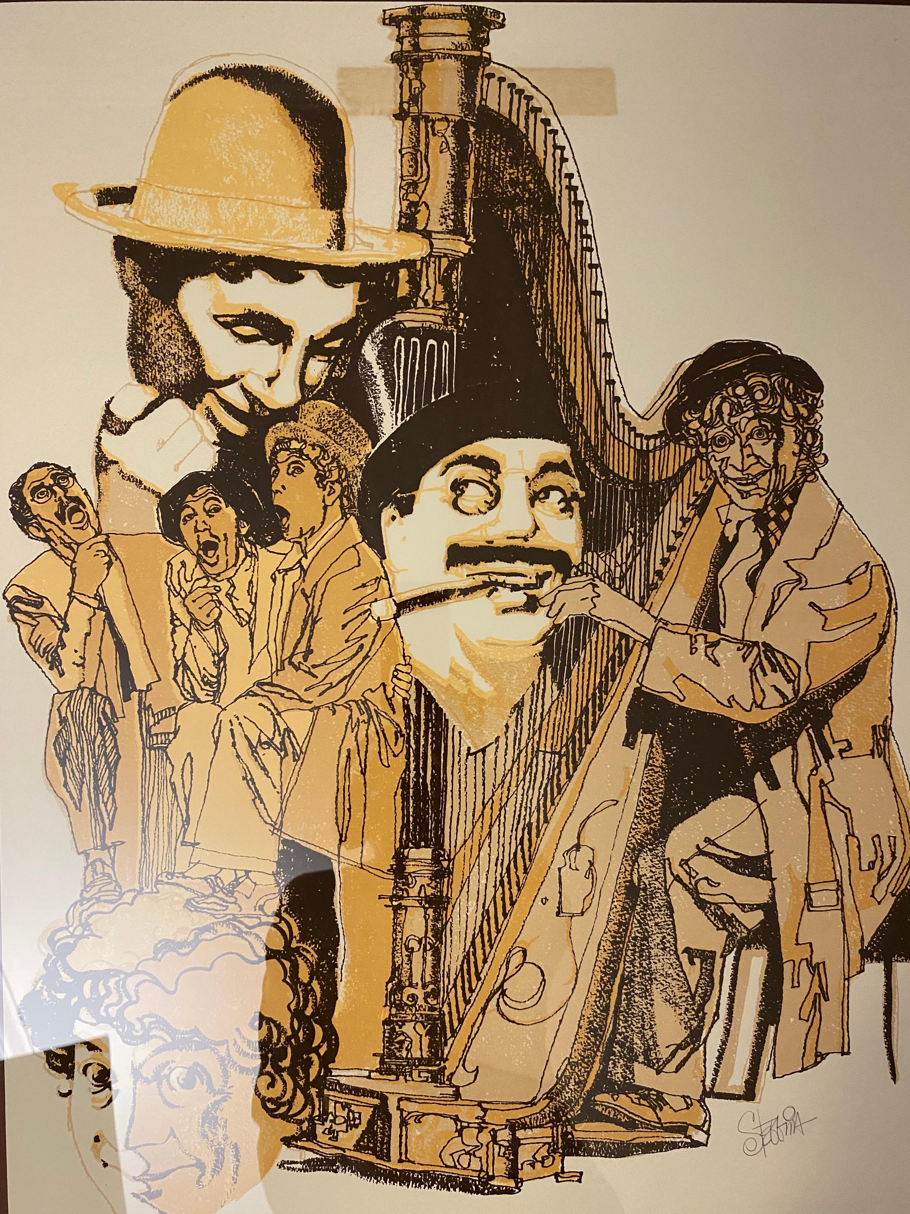 Poster originale della metà del secolo scorso con i Fratelli Marx.
Firmato nel piatto dall'artista. 

Misure: 30 3/8