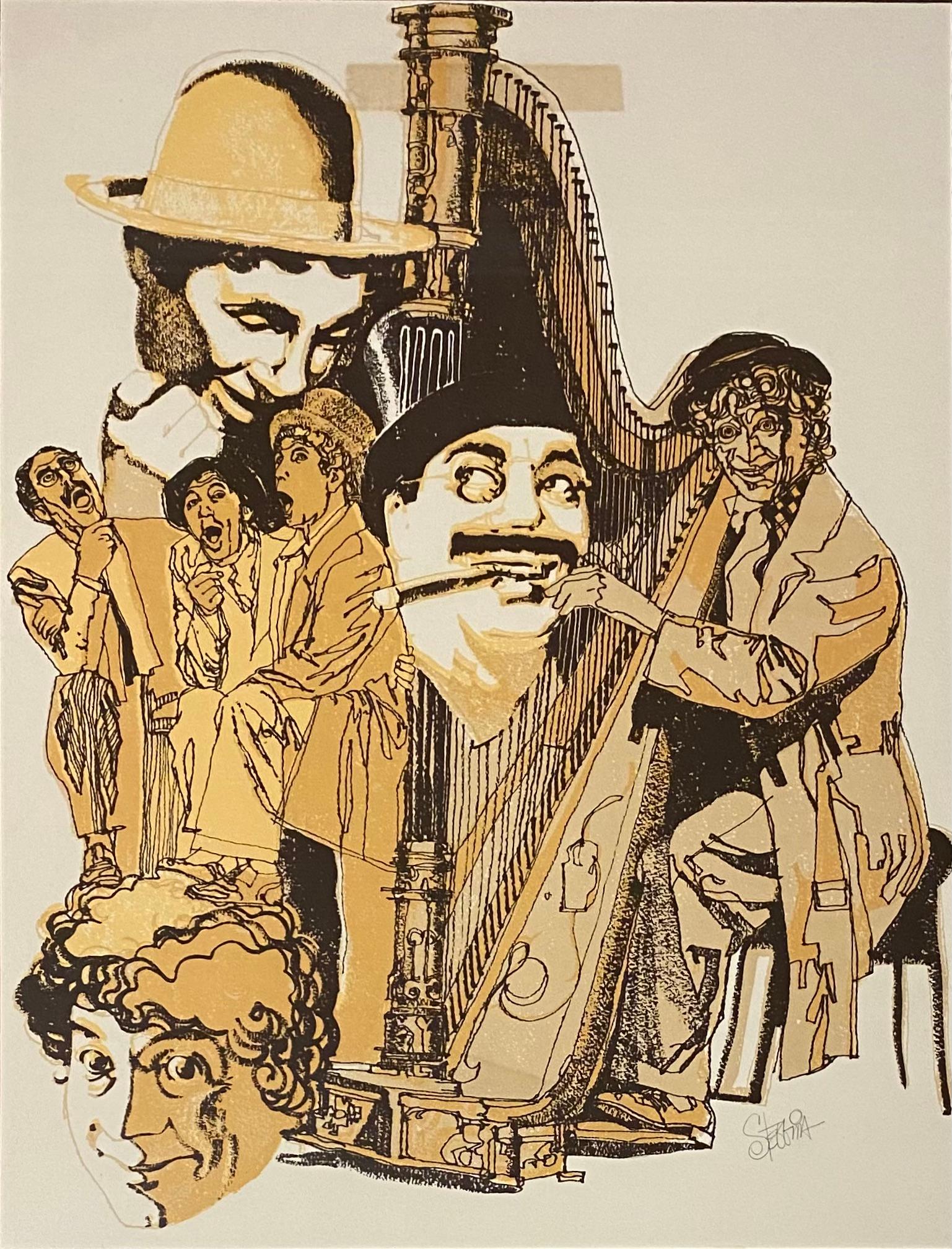 Gerahmter Druck von Groucho Marx und den Marx-Brüdern, signiert (Moderne der Mitte des Jahrhunderts) im Angebot