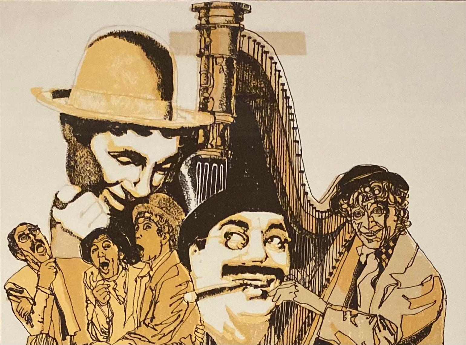 Gerahmter Druck von Groucho Marx und den Marx-Brüdern, signiert (Französisch) im Angebot