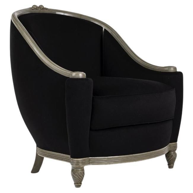 Groult "Bergère" Green and Grey Armchair For Sale