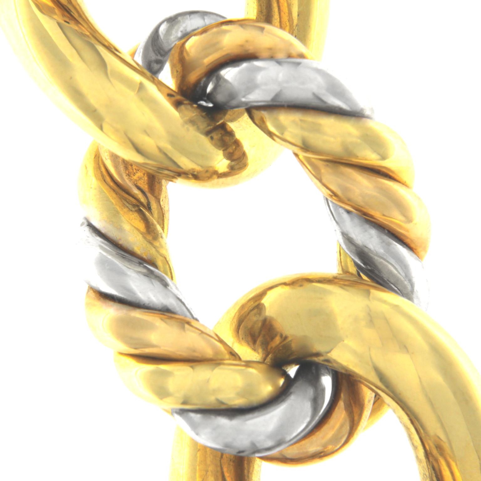 Bracelet Groumette en or 18 carats à trois couleurs en vente 1