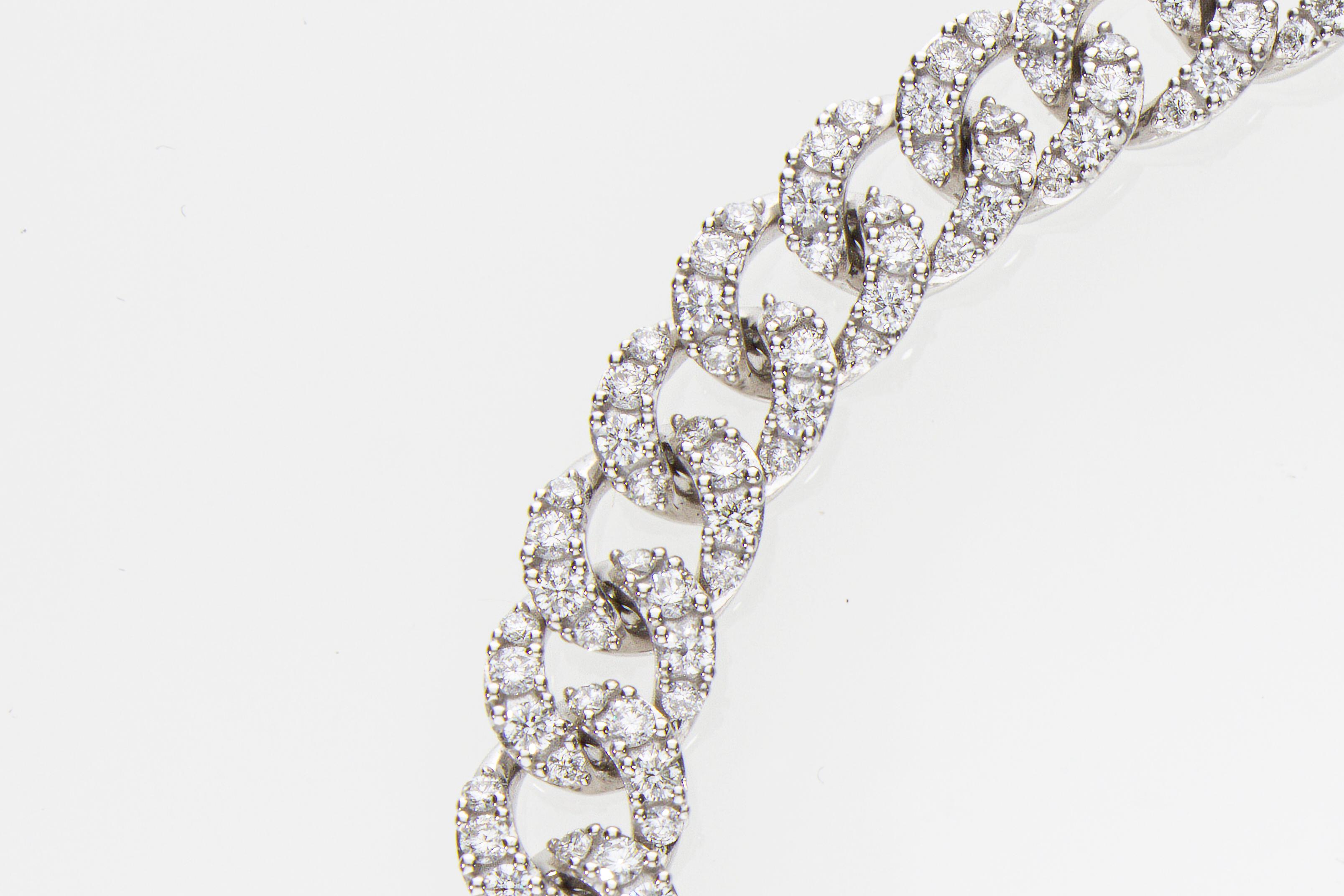 Bracelet Groumette en or blanc 18 carats avec 3,35 carats de diamants en vente 4