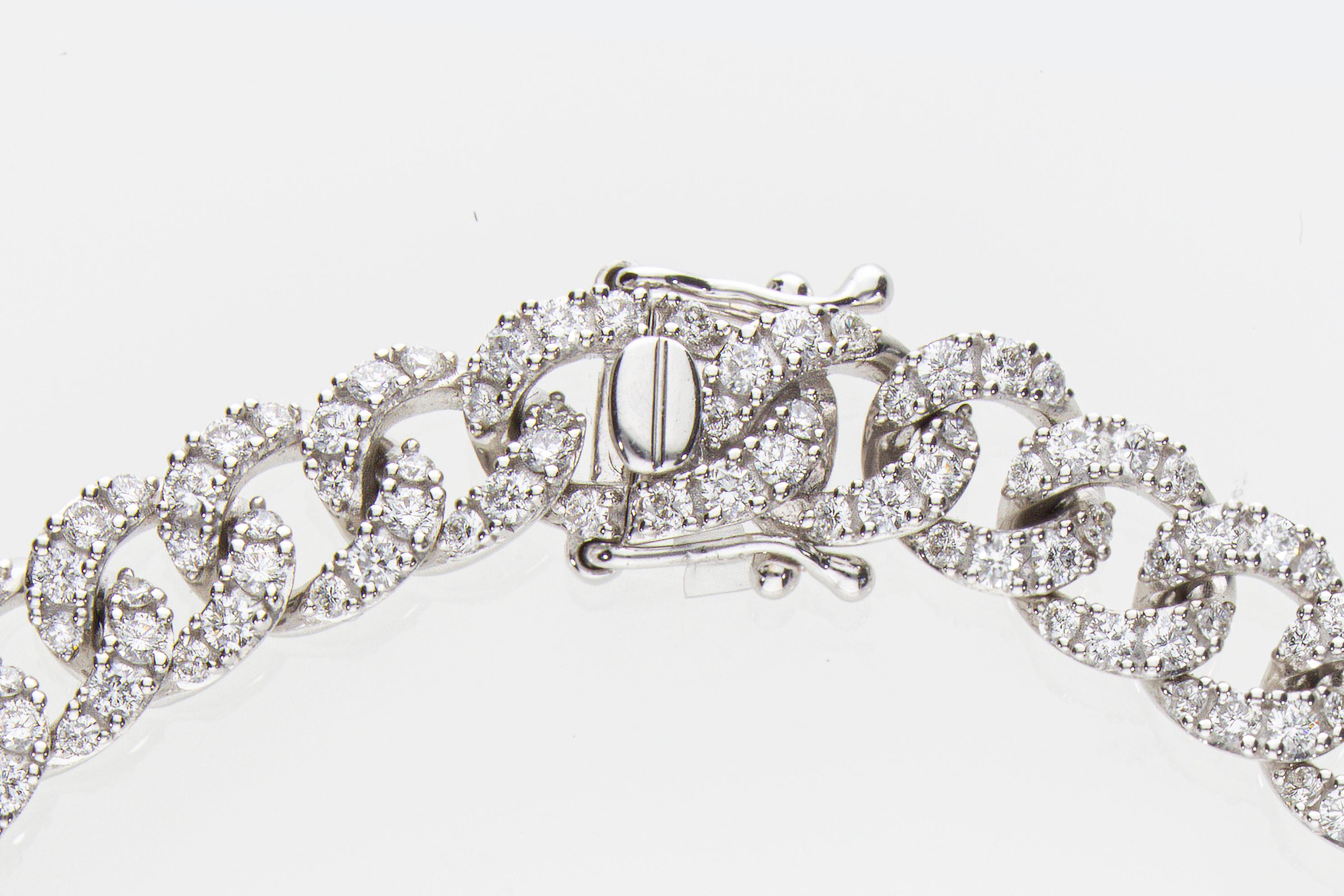 Bracelet Groumette en or blanc 18 carats avec 3,35 carats de diamants en vente 5