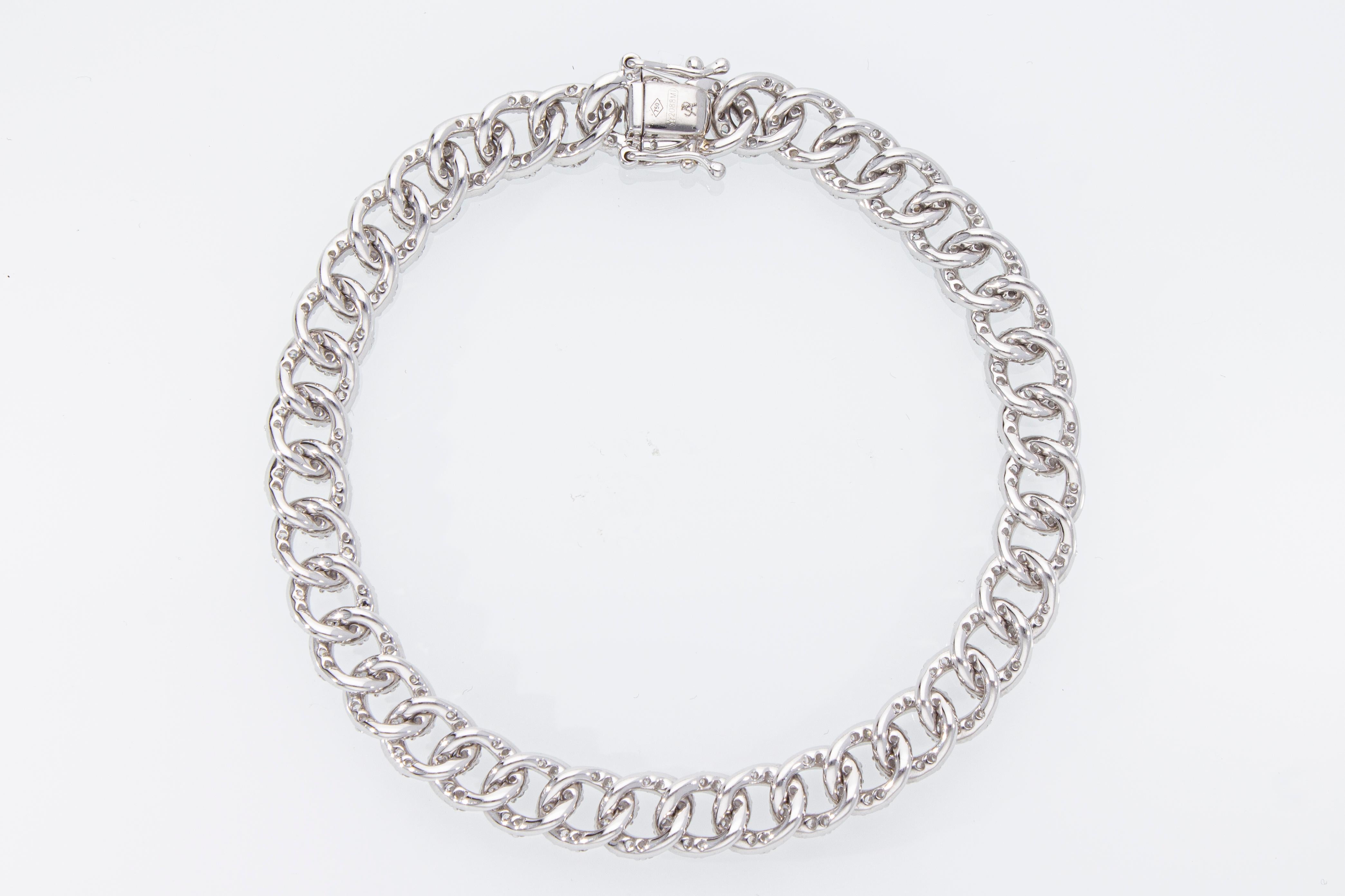 Groumette Bracelet with Ct 3.35 of Diamonds, 18 Kt White Gold For Sale 6