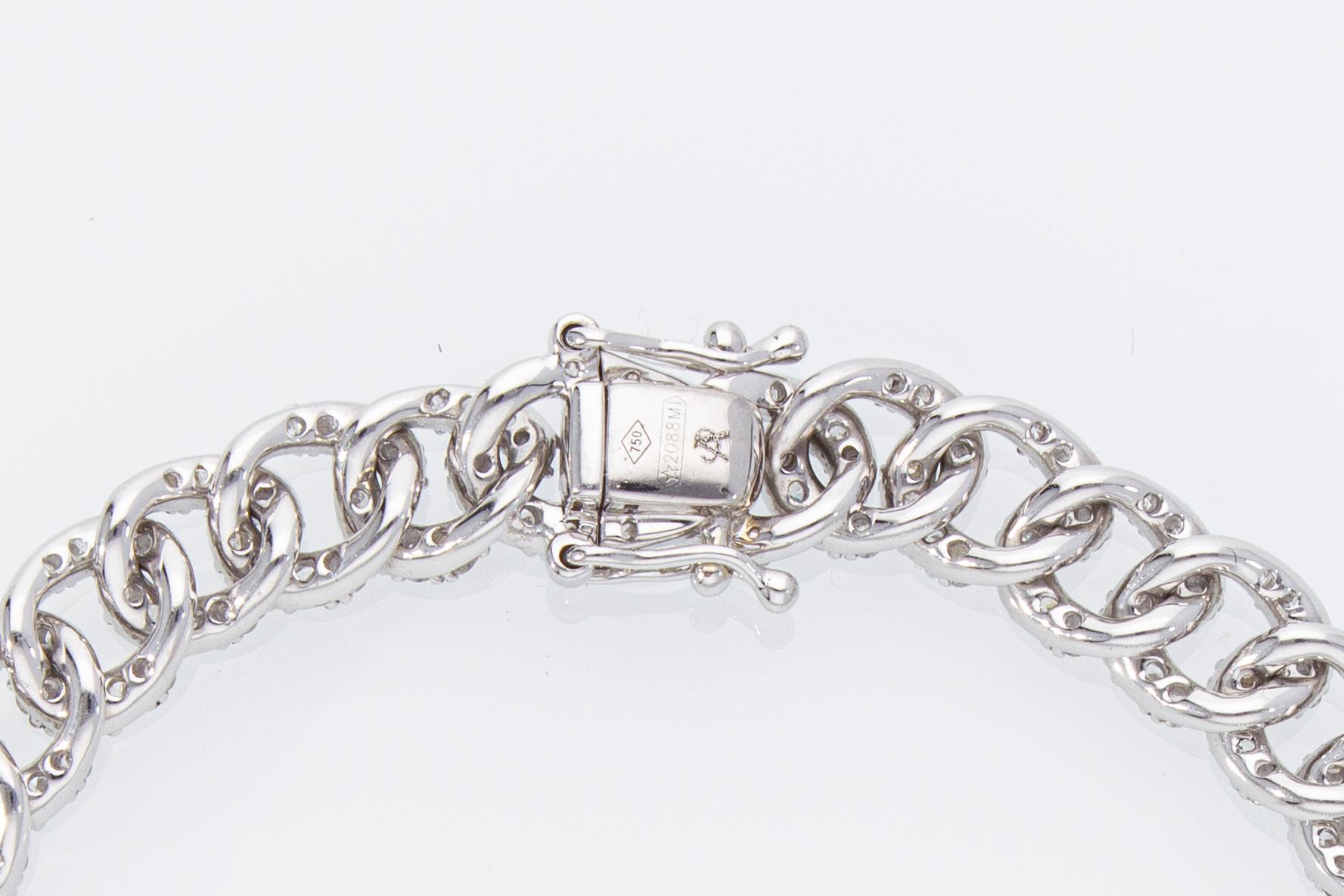 Bracelet Groumette en or blanc 18 carats avec 3,35 carats de diamants en vente 9