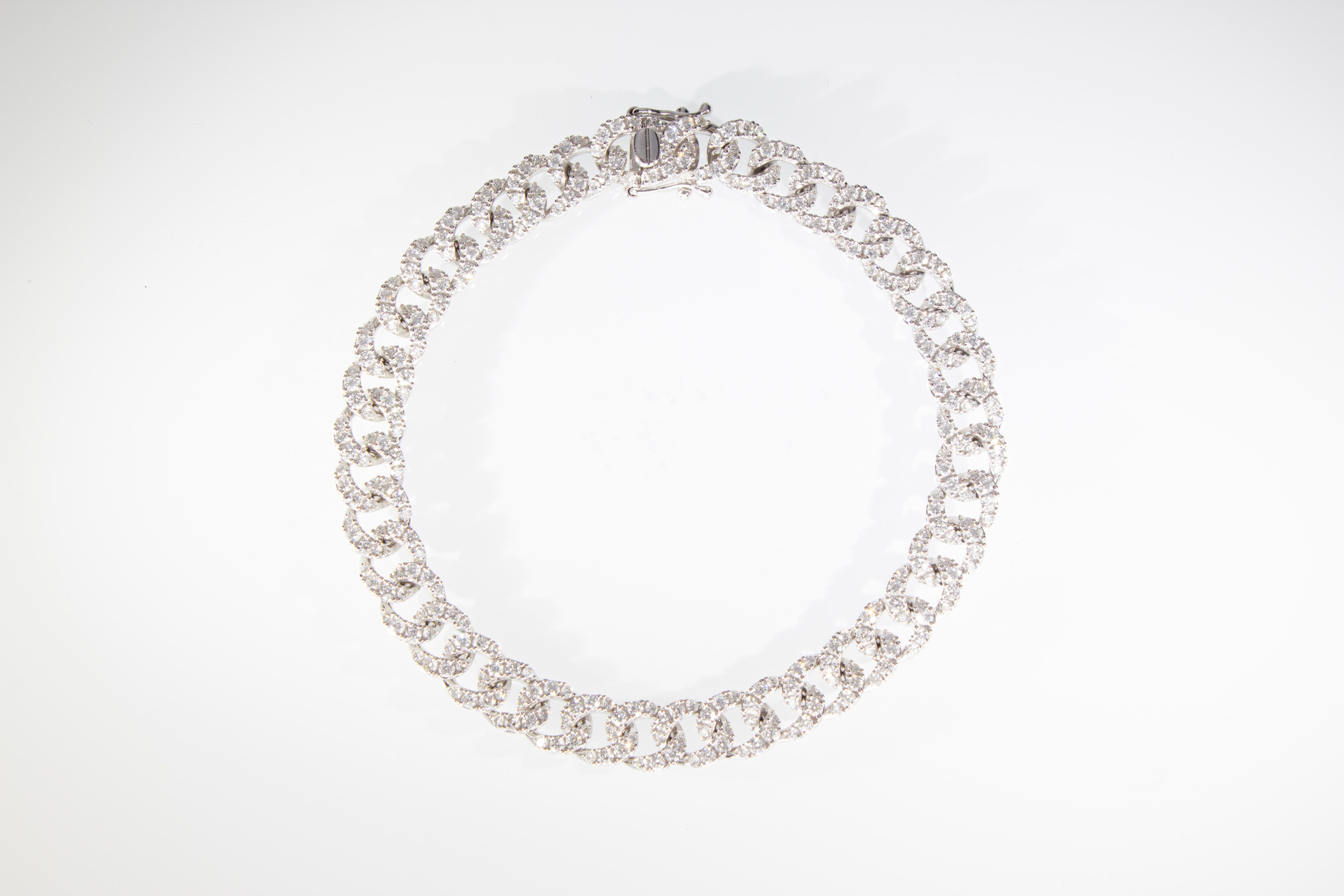 Groumette Bracelet with Ct 3.35 of Diamonds, 18 Kt White Gold In New Condition For Sale In Rome, IT