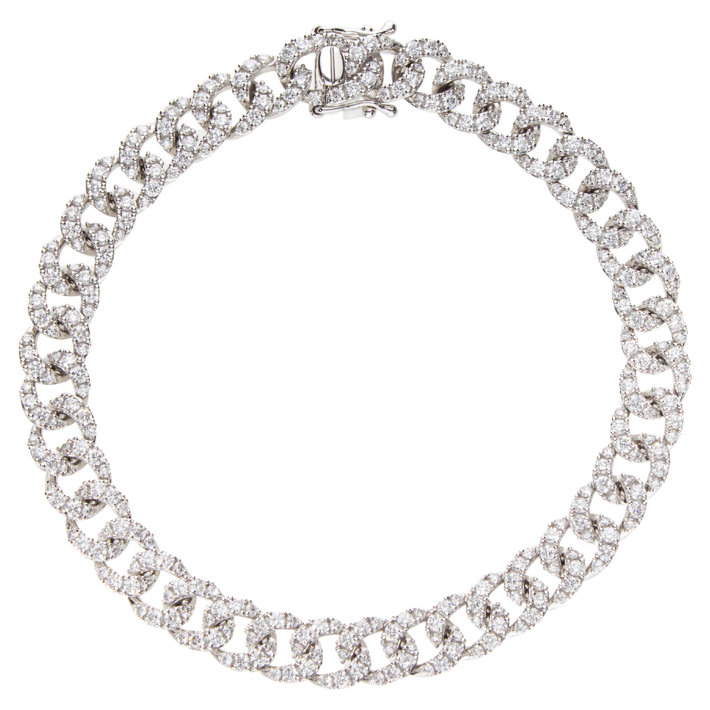 Groumette Bracelet with Ct 3.35 of Diamonds, 18 Kt White Gold