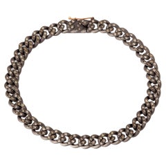 Groumette Line Men's Bracelet in Titanium, Brown Diamonds