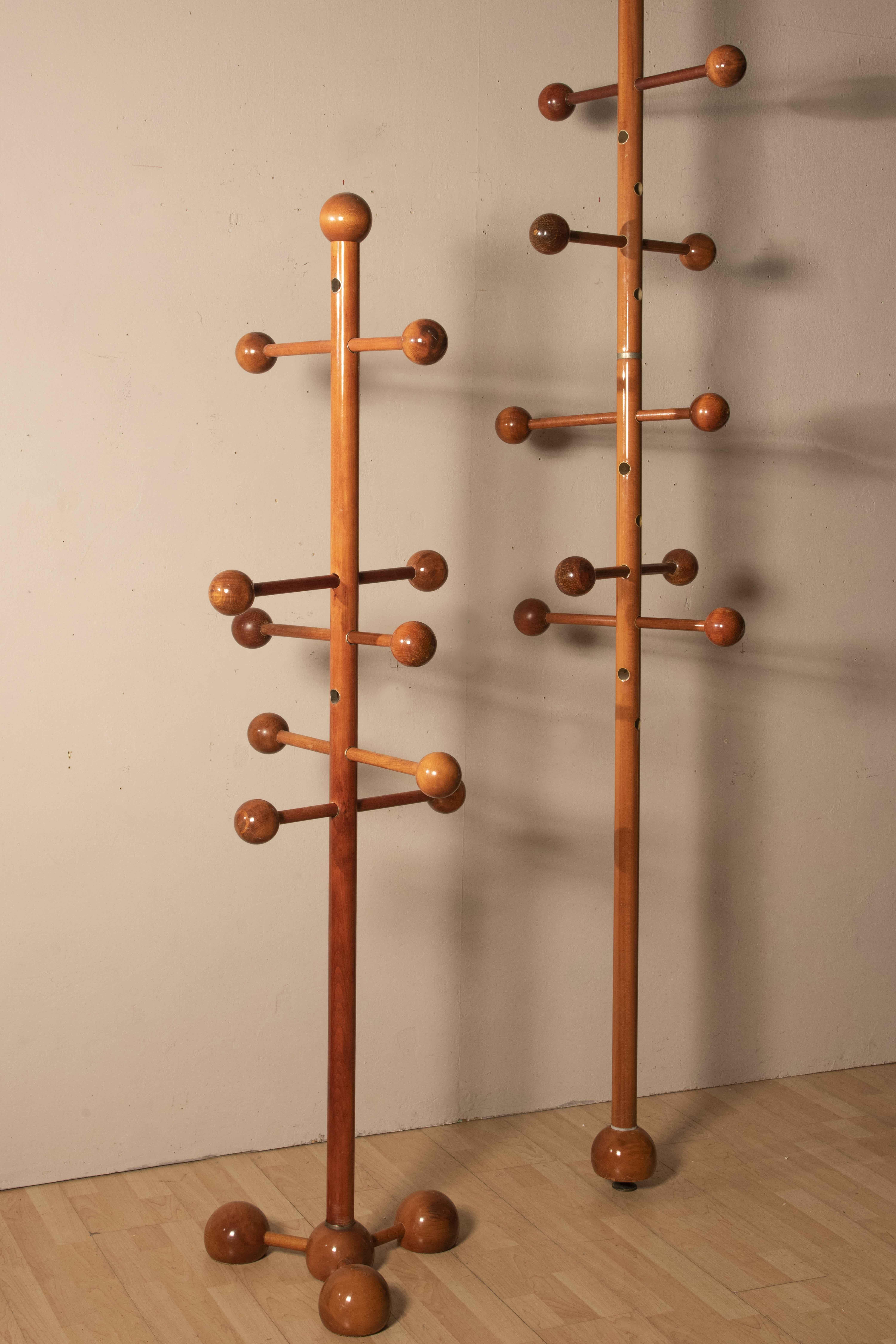 20th Century Ground Ceiling Hanger with spherical elements walnut wood 1970s For Sale