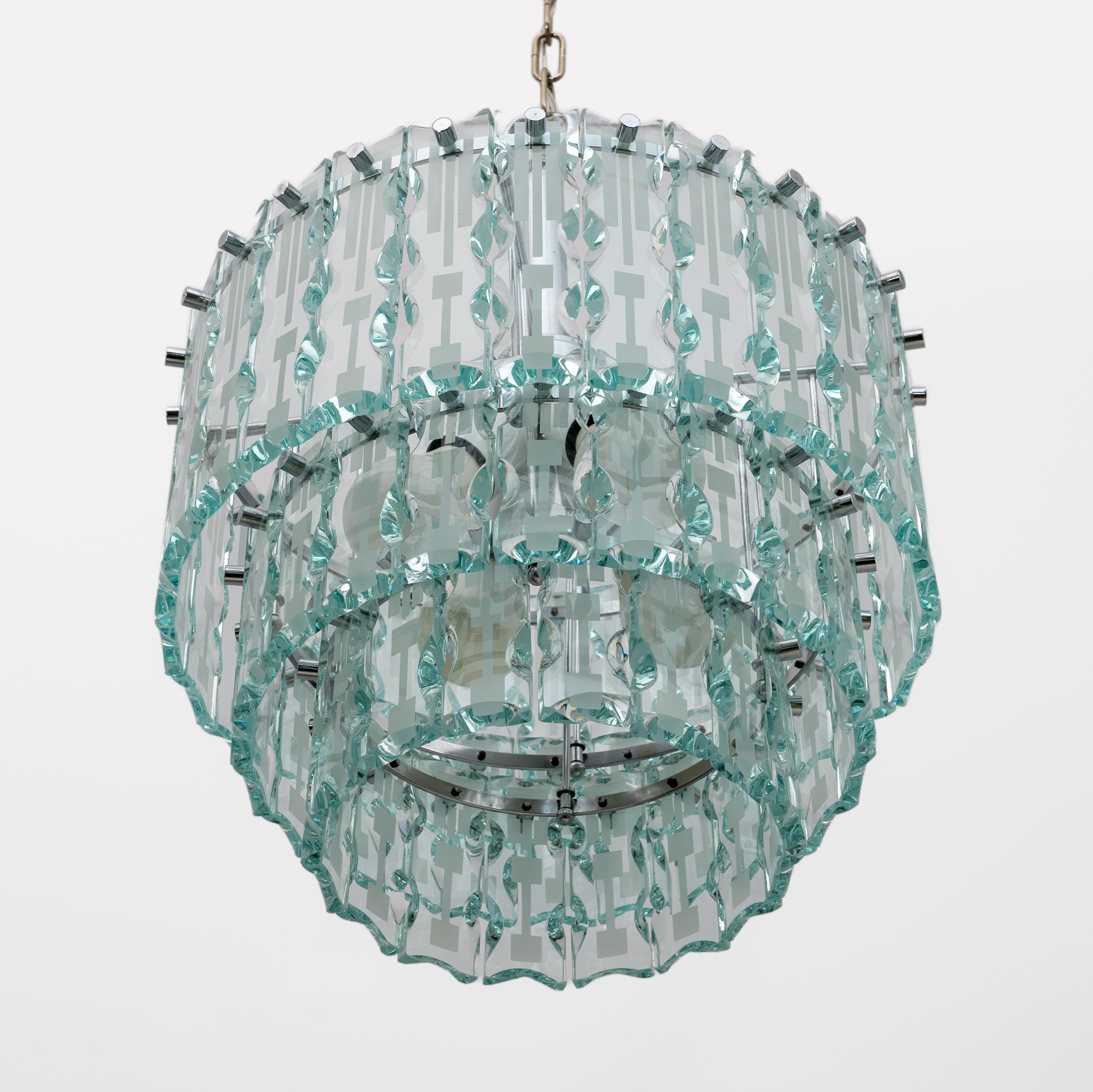 italien Lustre en cristal de sol par Cristal Art, Italie, 1970 en vente