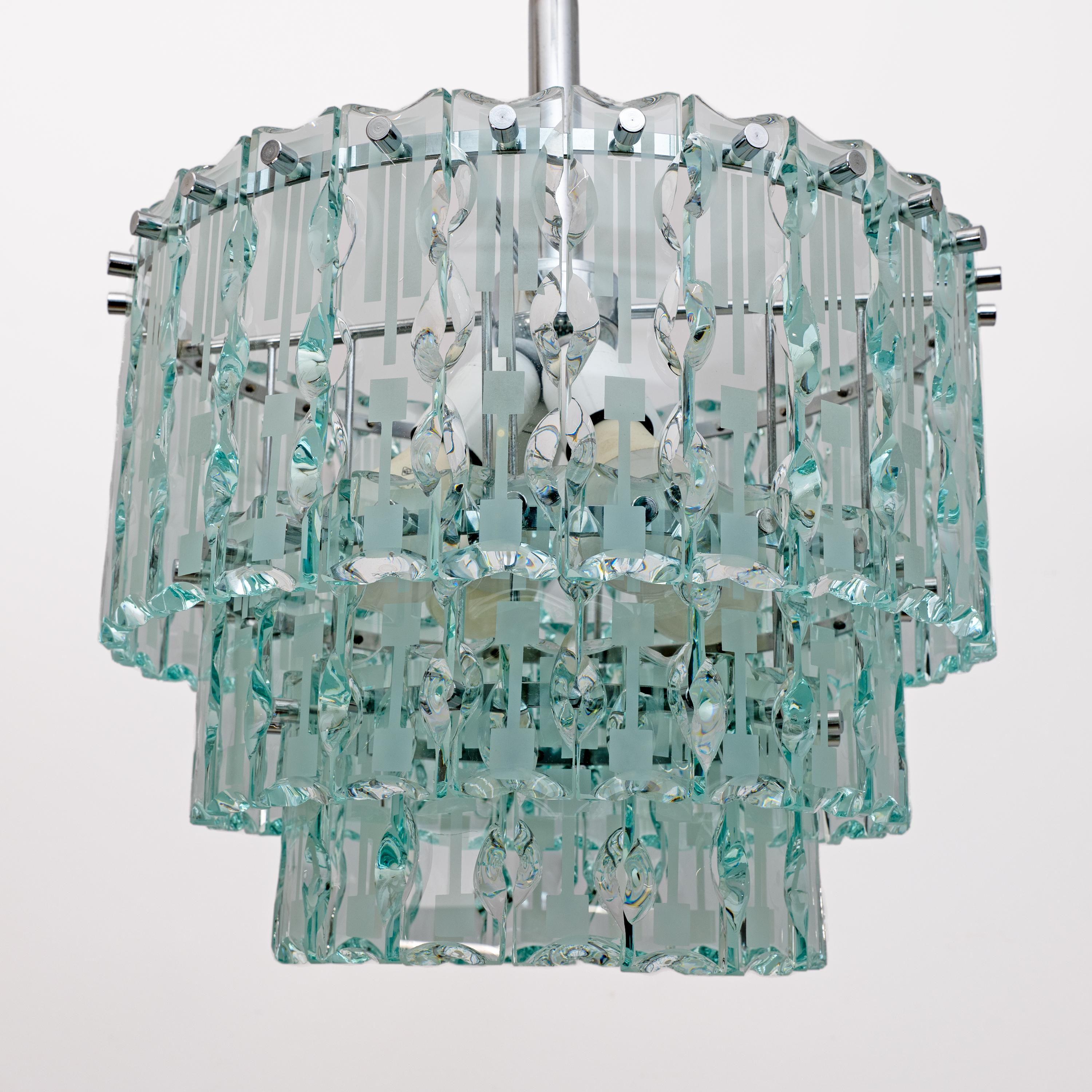 Lustre en cristal de sol par Cristal Art, Italie, 1970 Bon état - En vente à Puglia, Puglia